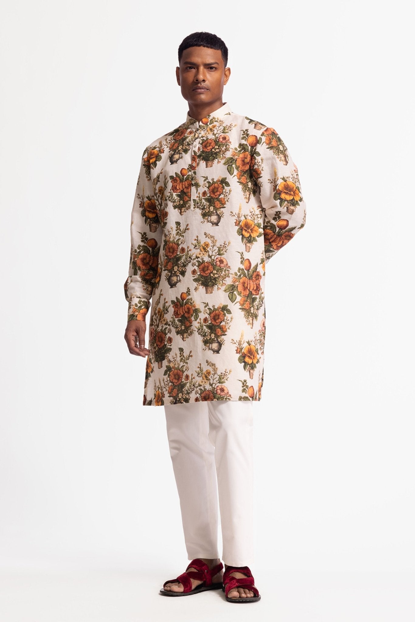 Dupion Silk Short Kurta - Rohit Bal Menswear - Elahe