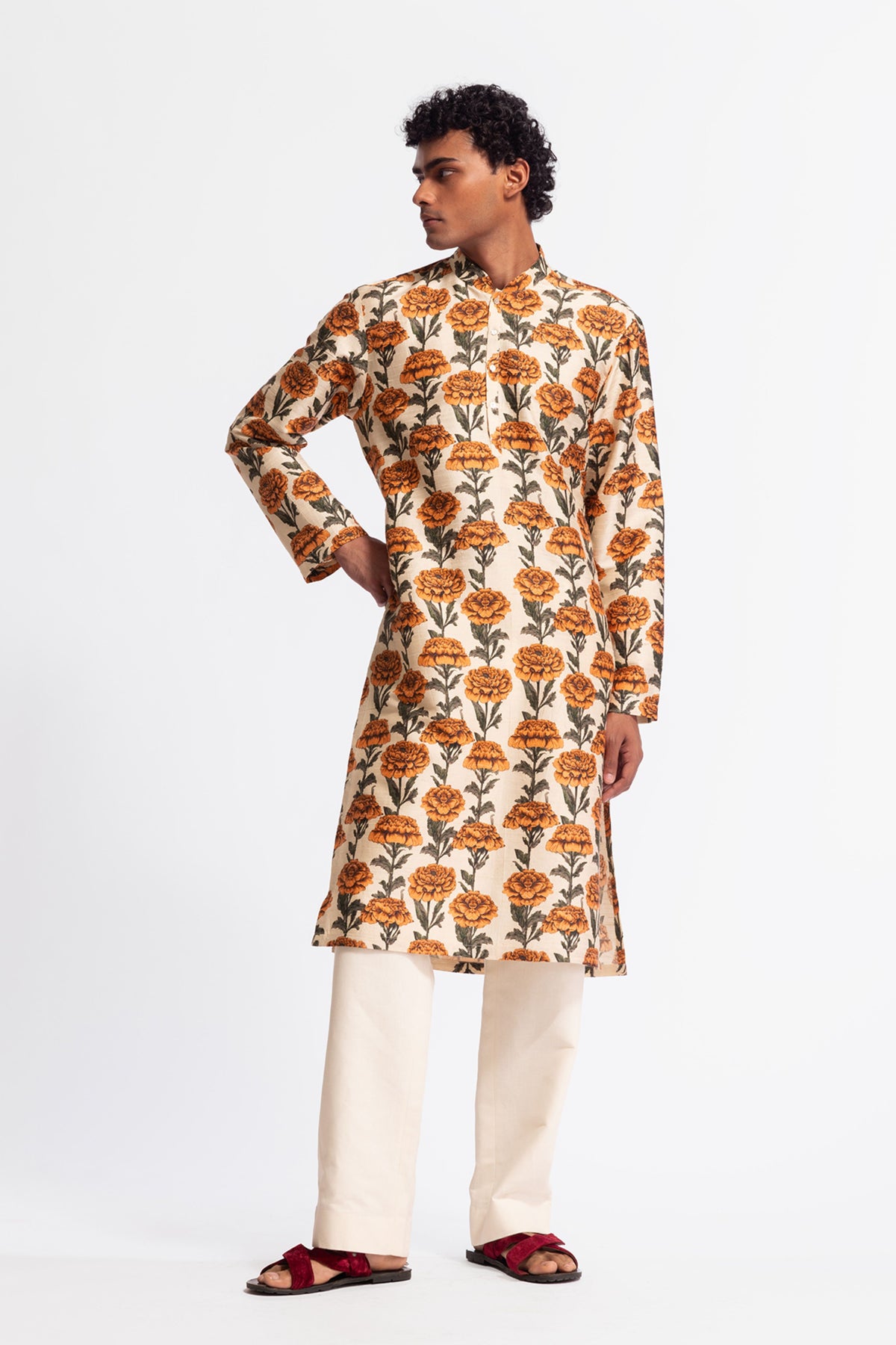 Printed Dupion Silk Short Kurta