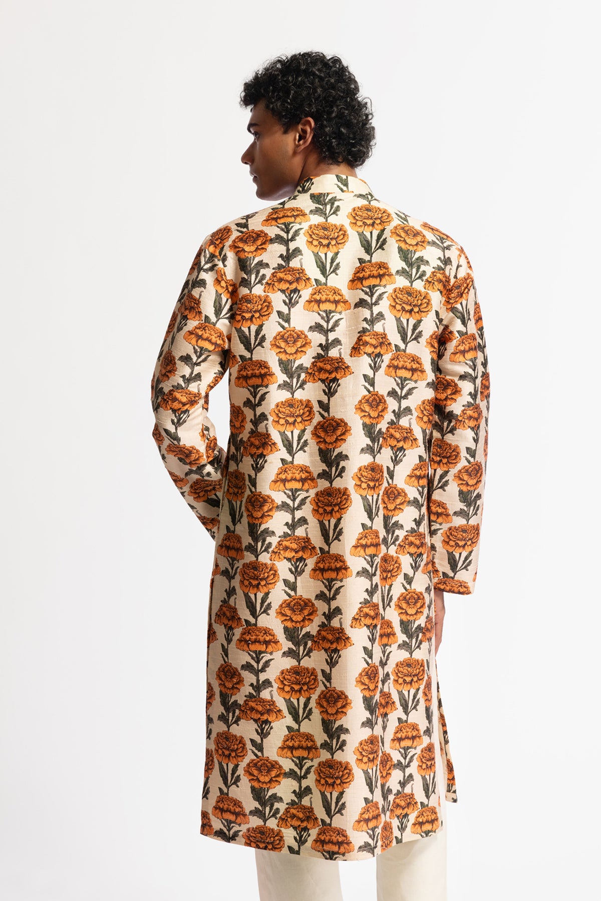 Printed Dupion Silk Short Kurta