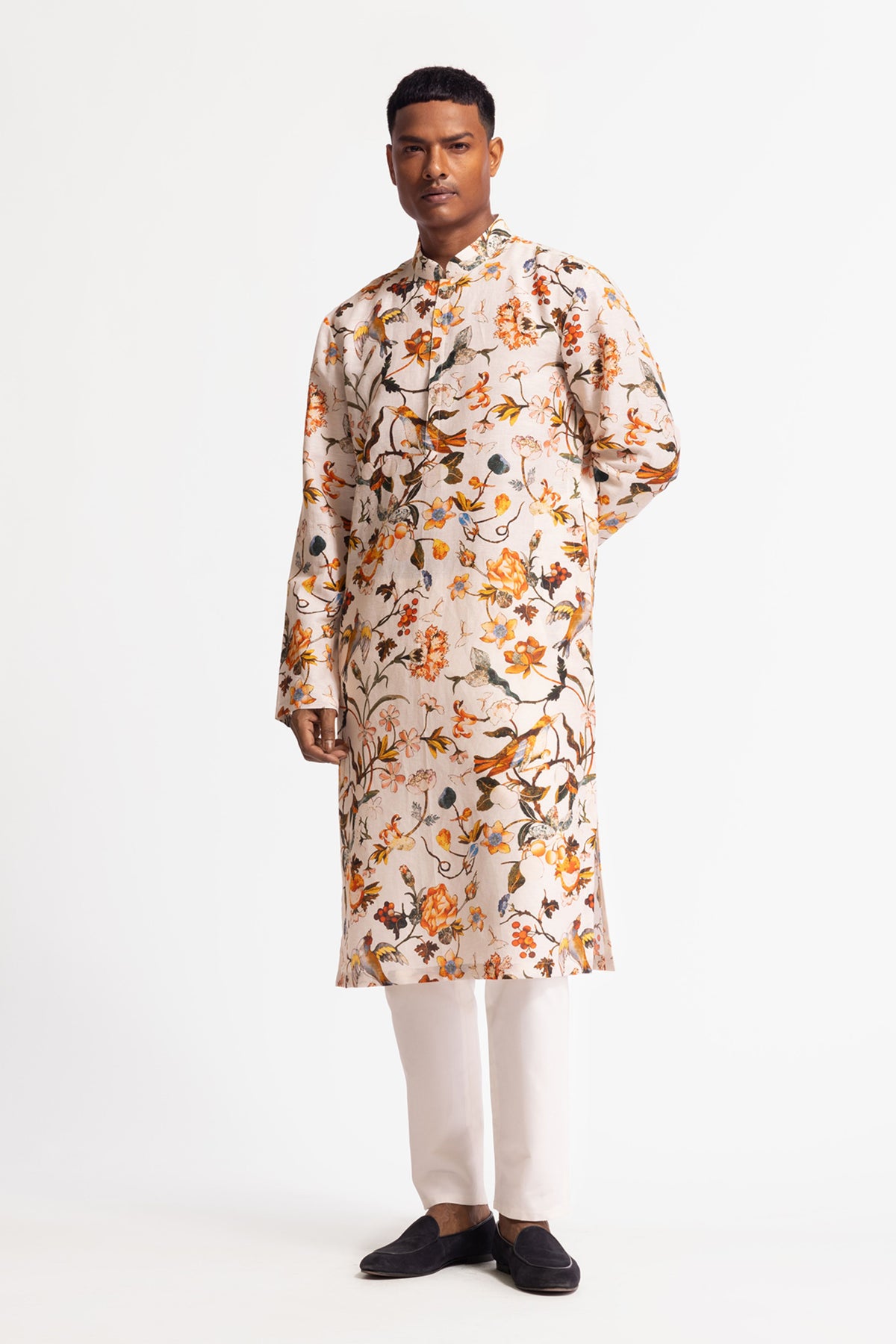Ivory Printed Short Kurta