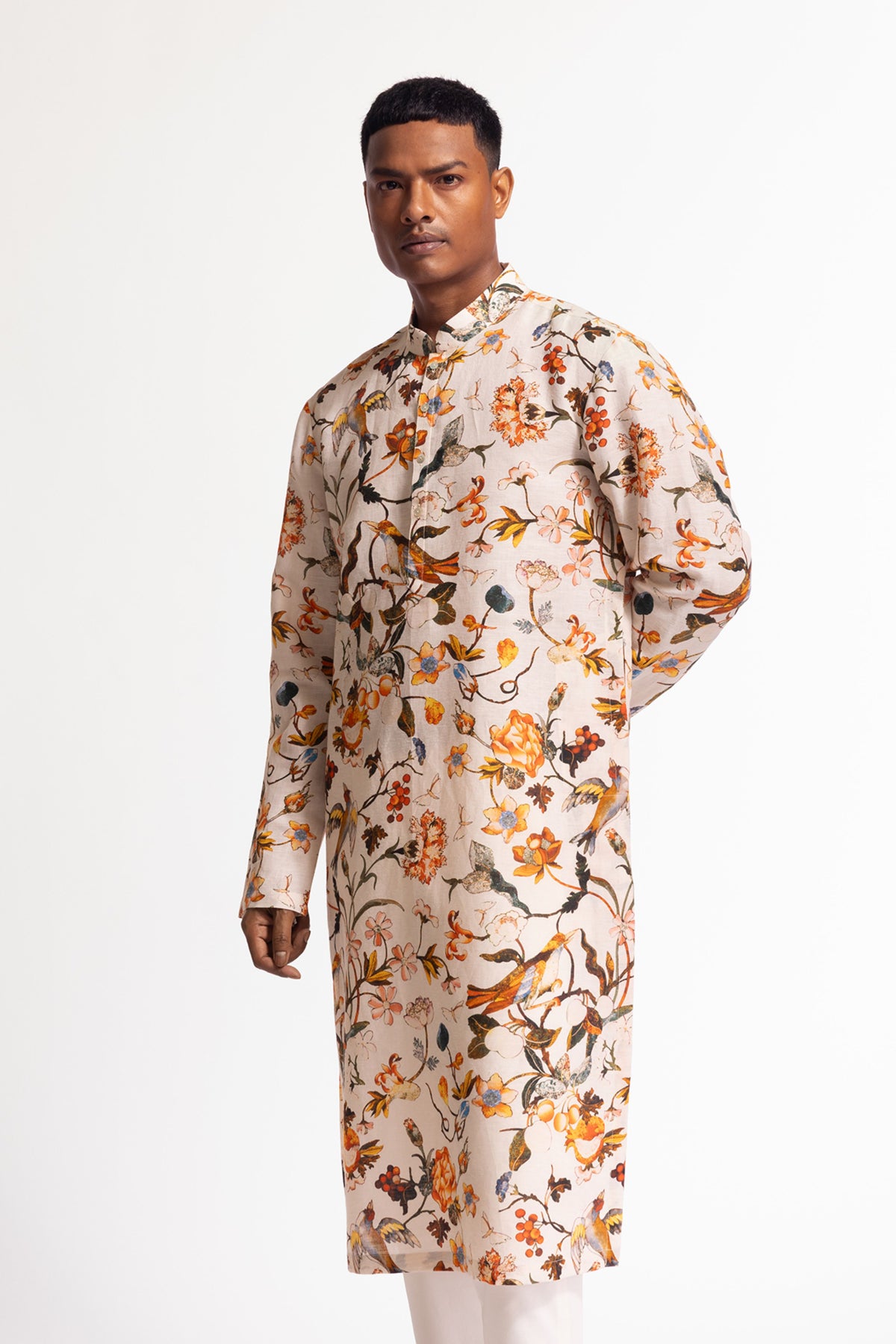 Ivory Printed Short Kurta