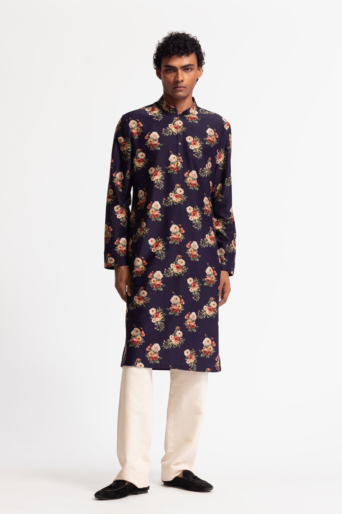 Indigo Print Chanderi Kurta Set