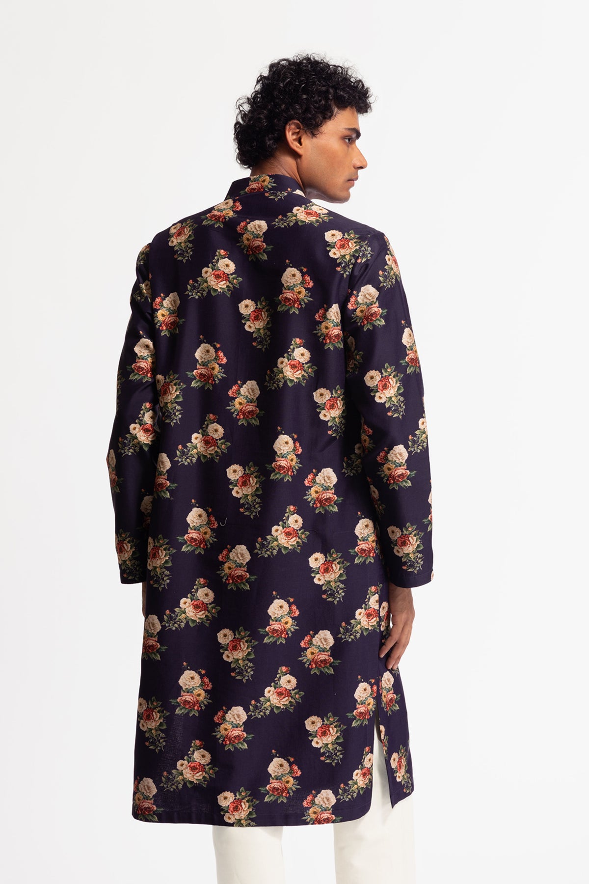 Indigo Print Chanderi Kurta Set