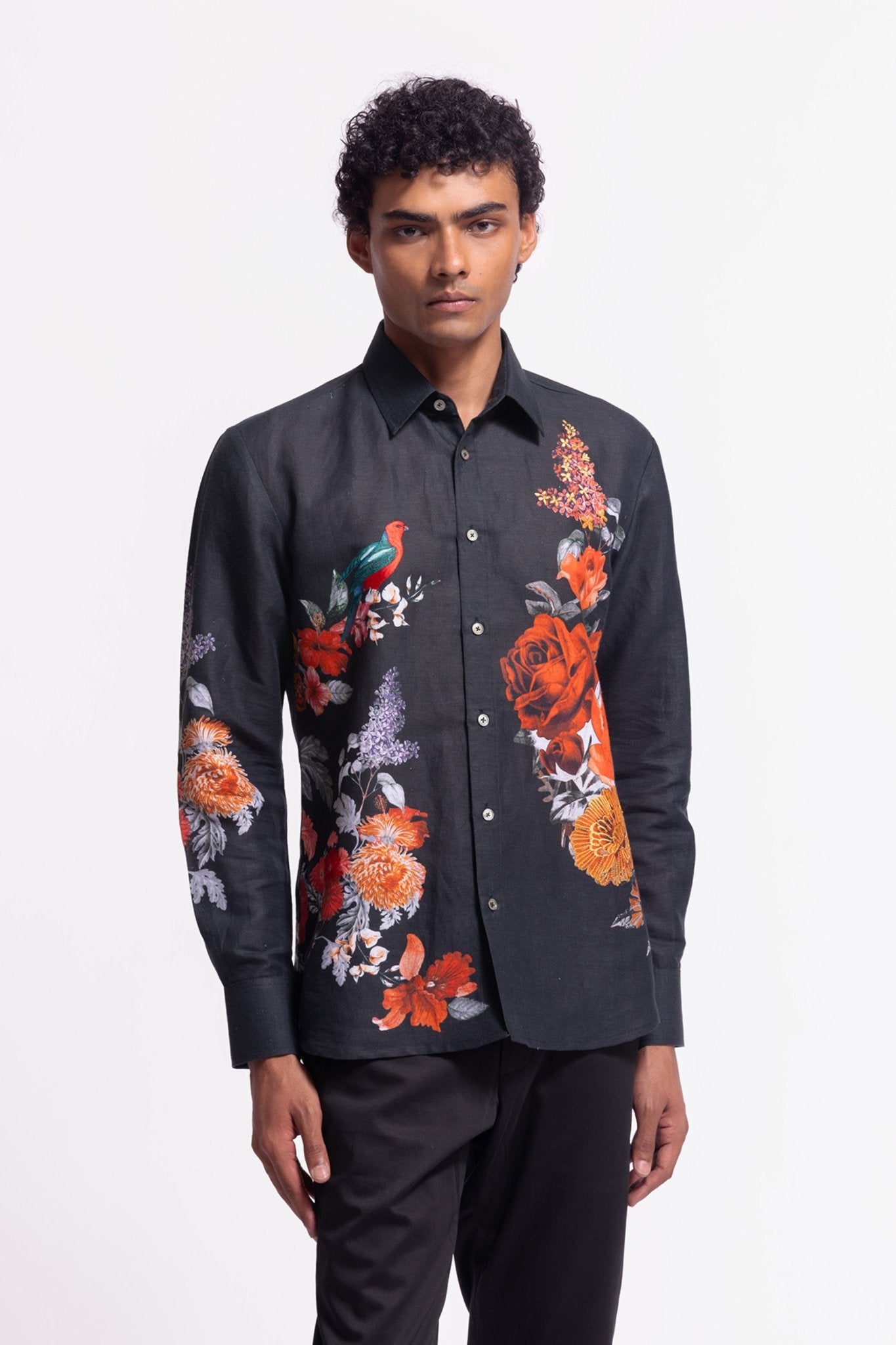 Bird Motif Shirt - Rohit Bal Menswear - Elahe