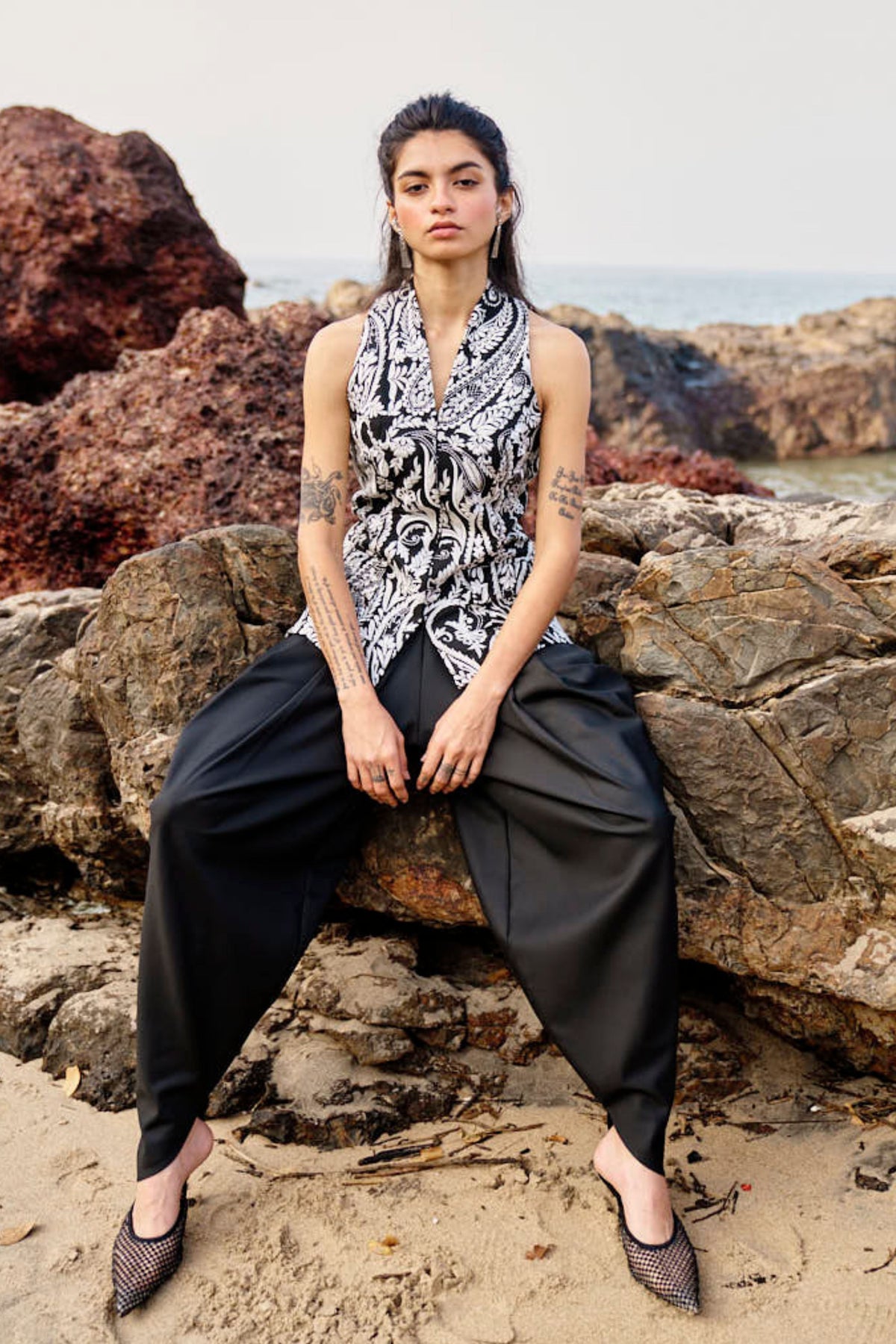 Black Cowl Pants