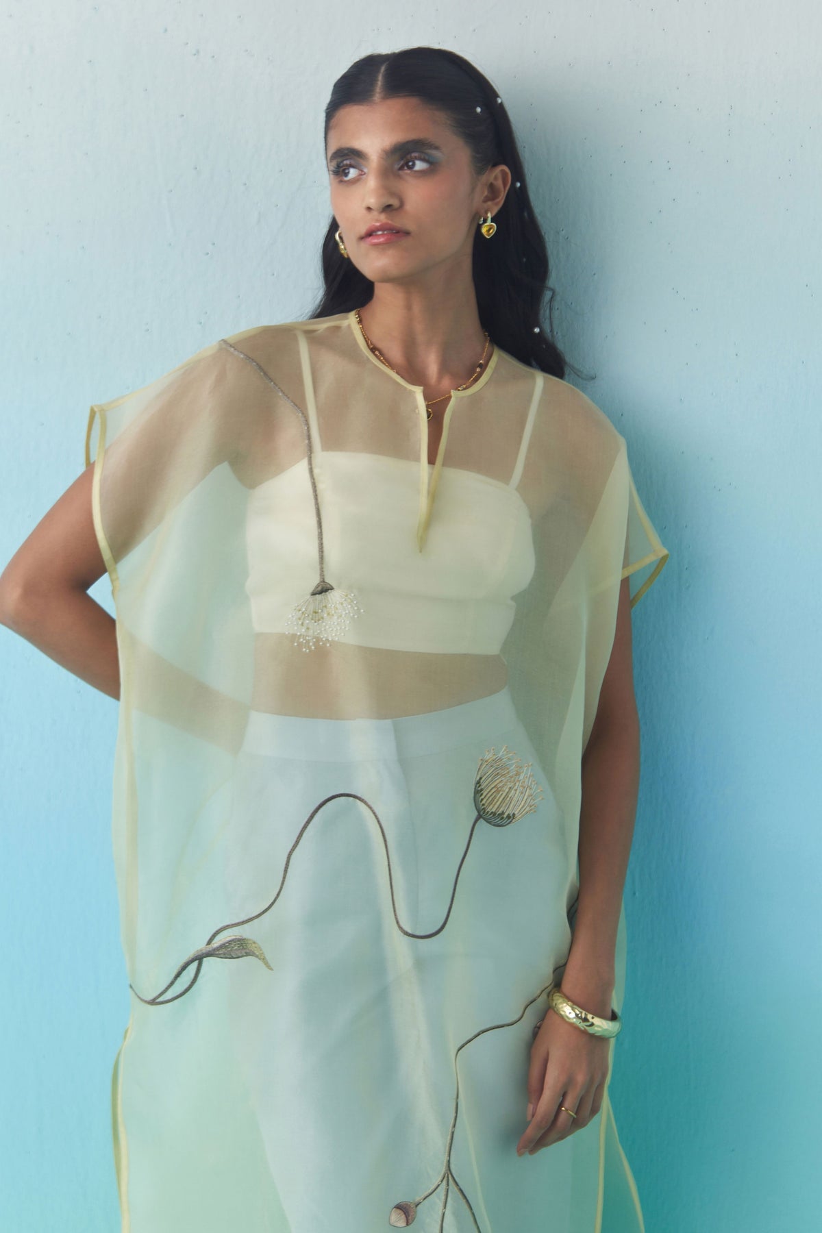 Butter Yellow Cocoon Sheer Overlay