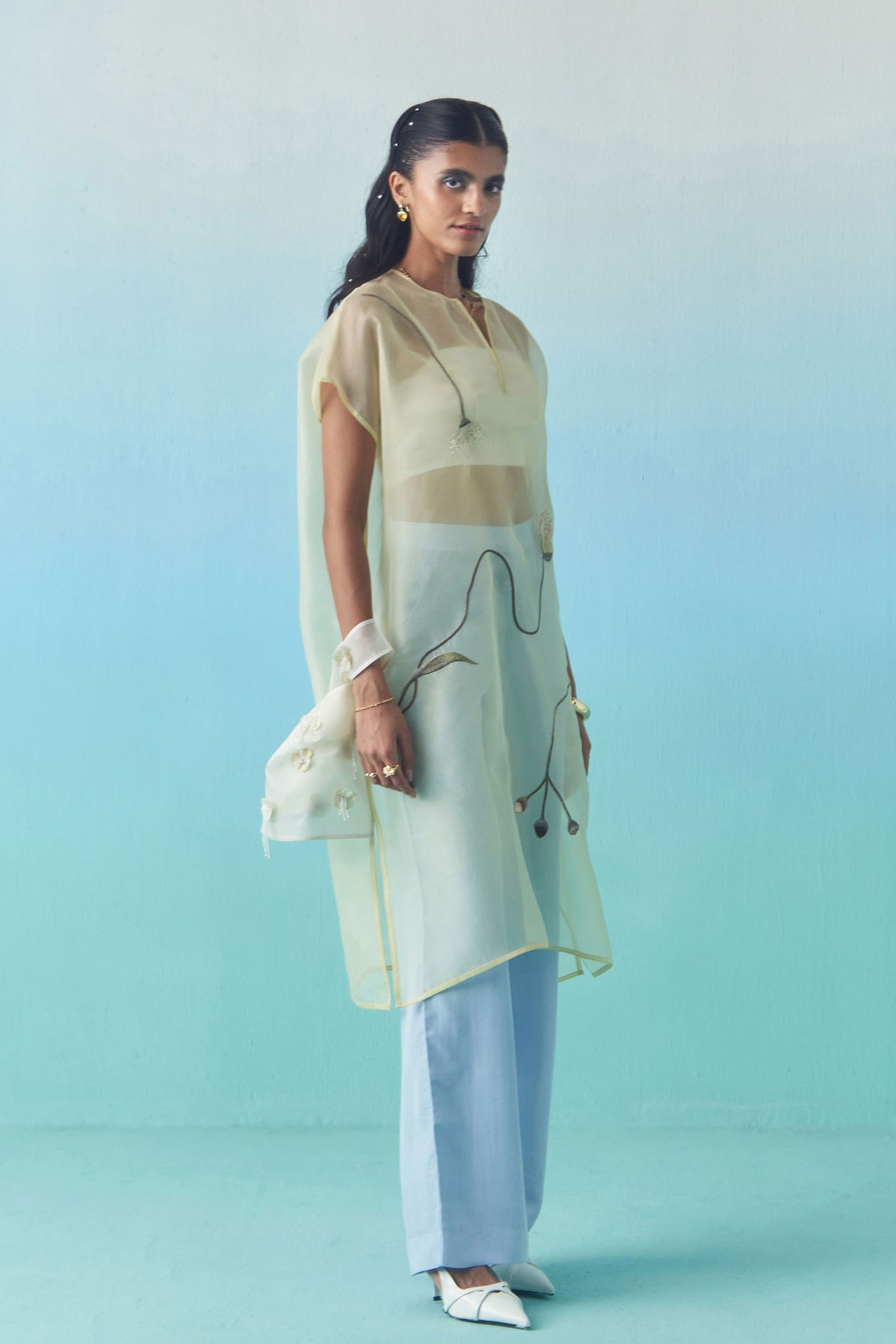 Butter Yellow Cocoon Sheer Overlay