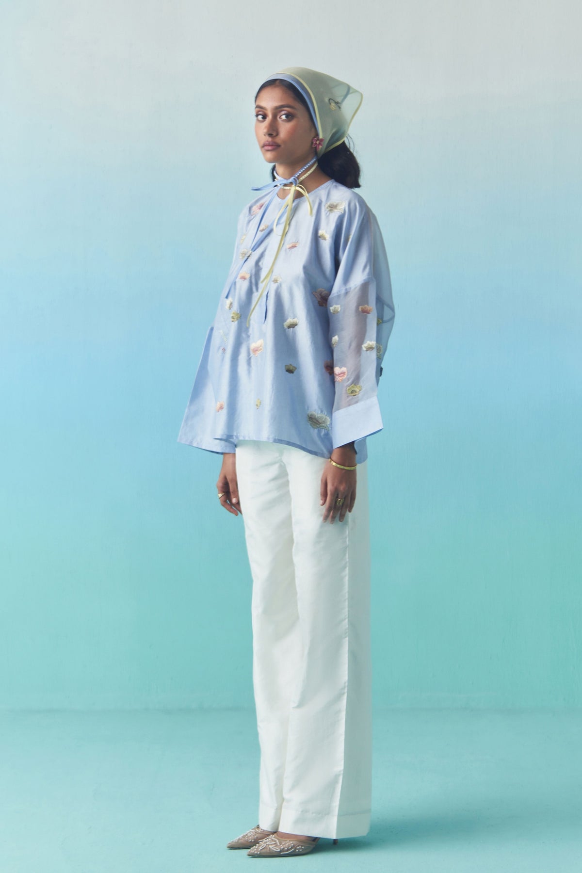 Sky Poppy Flower Top