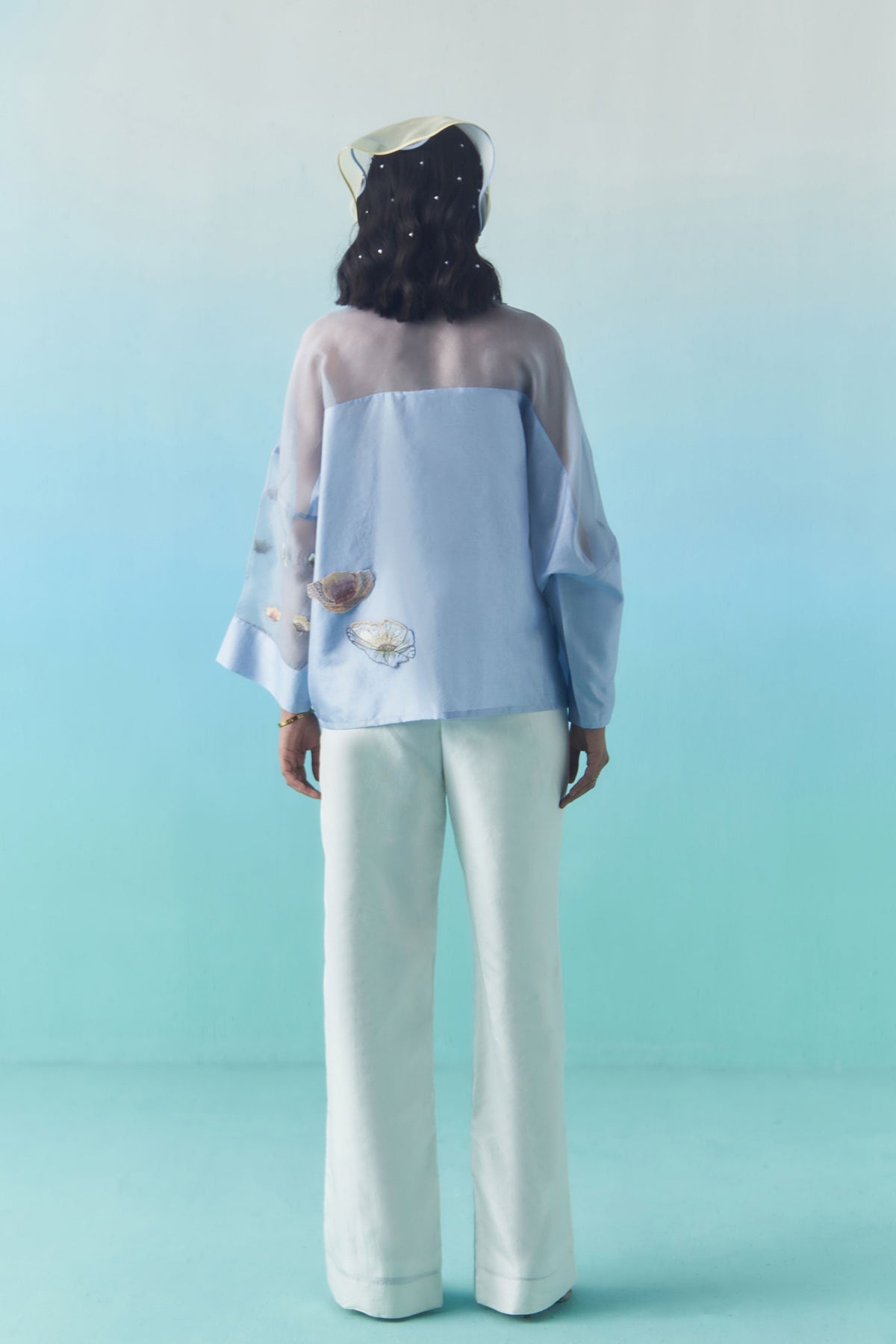 Ivory Silk Bootcut Trousers