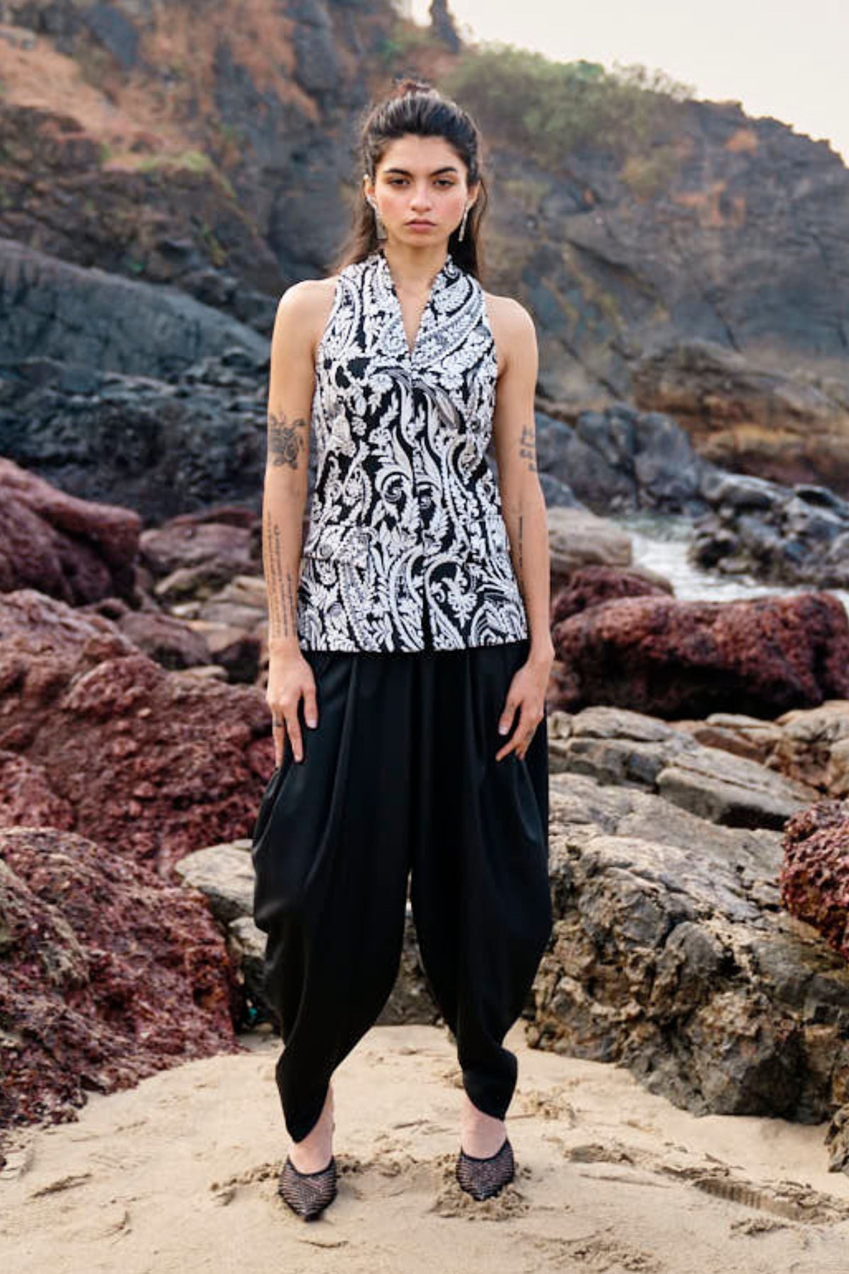 Black Cowl Pants