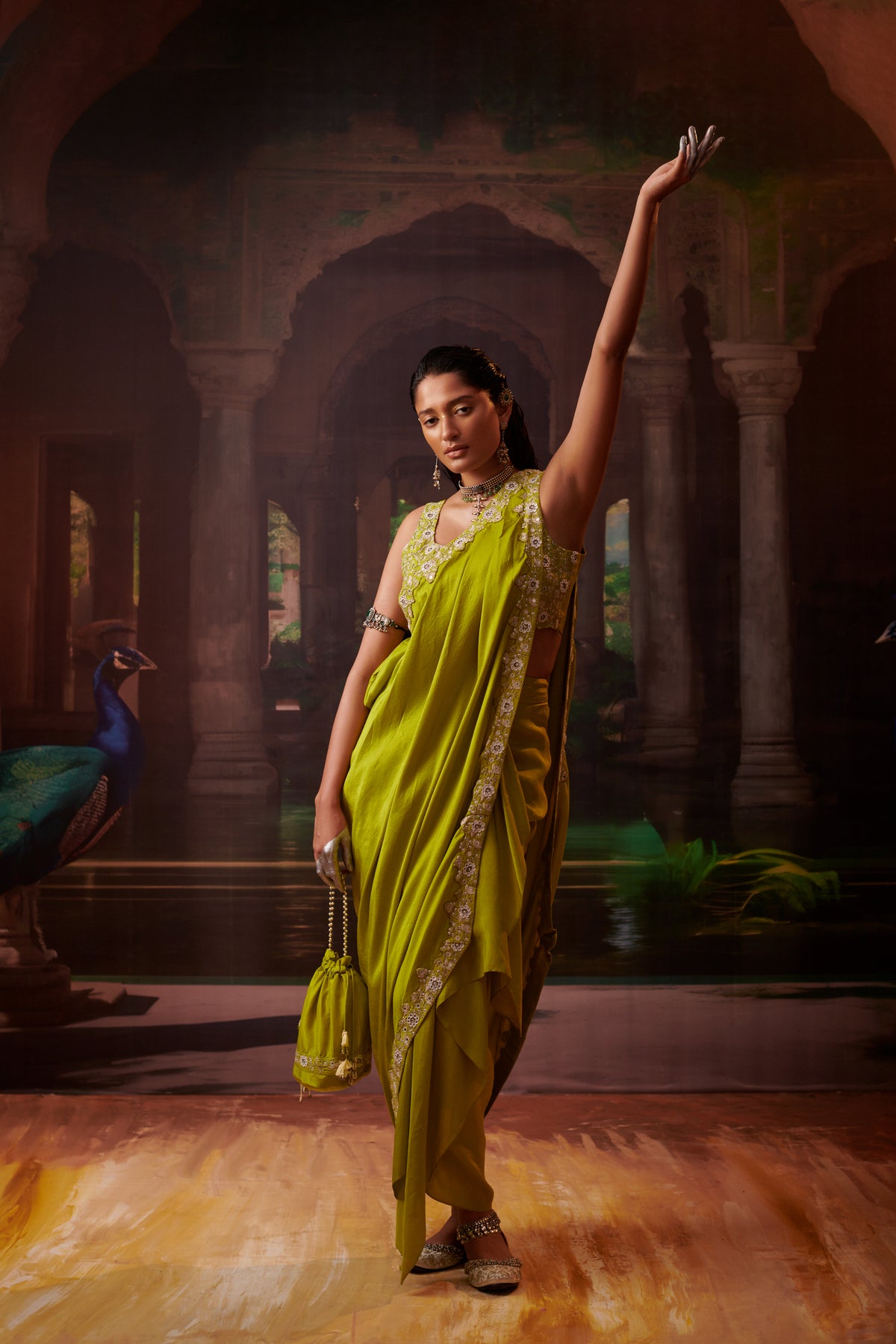 Rimjhim Bandhani Drape Saree Set