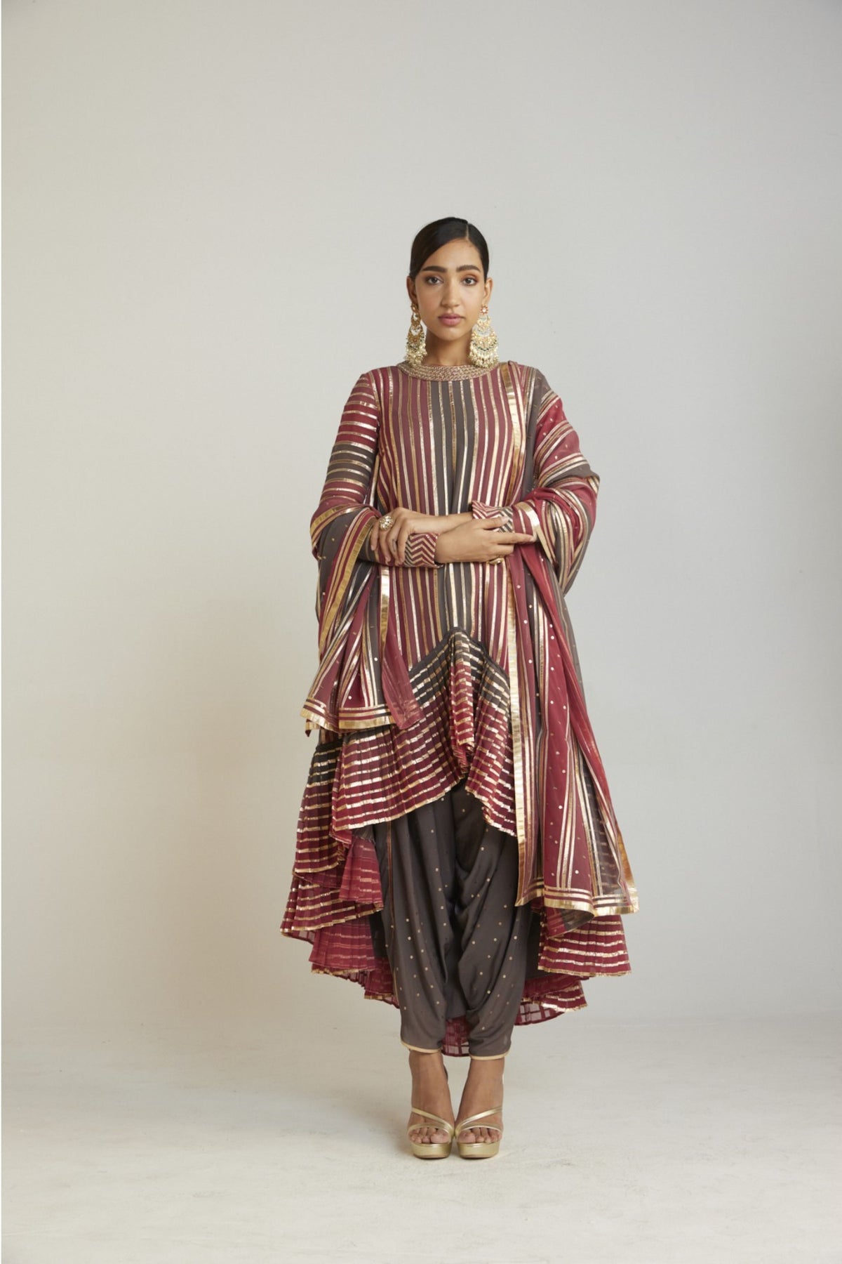 Asymmetrical Kurta Dhoti Set