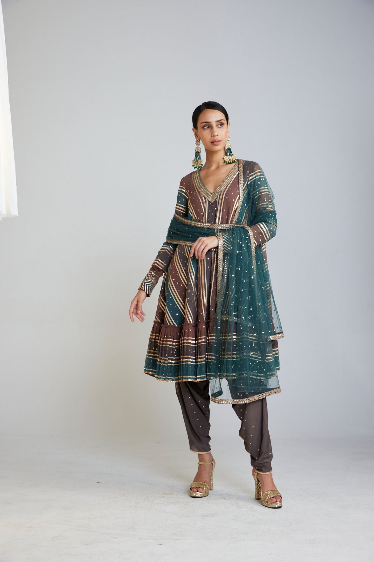 Mud Green A Line Dhoti Kurta Set