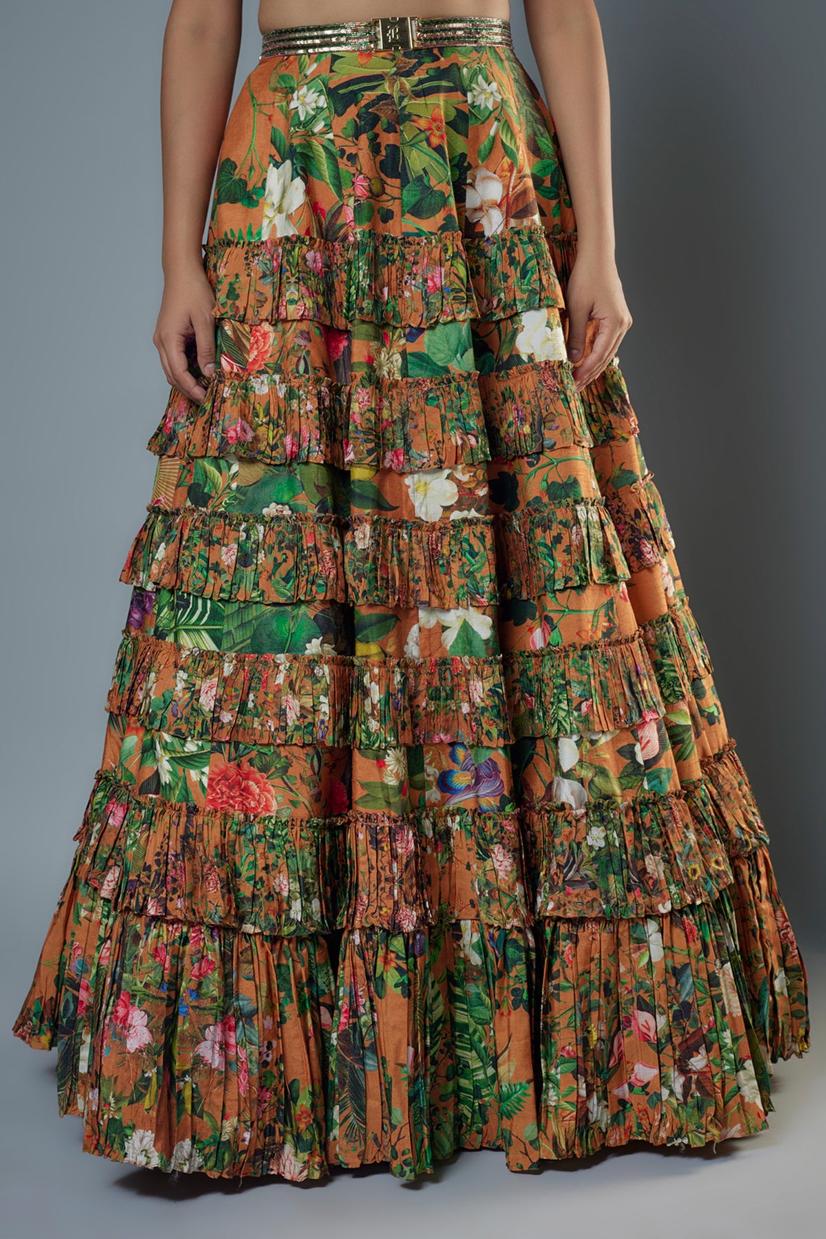 Printed Embroidered Lehenga Set