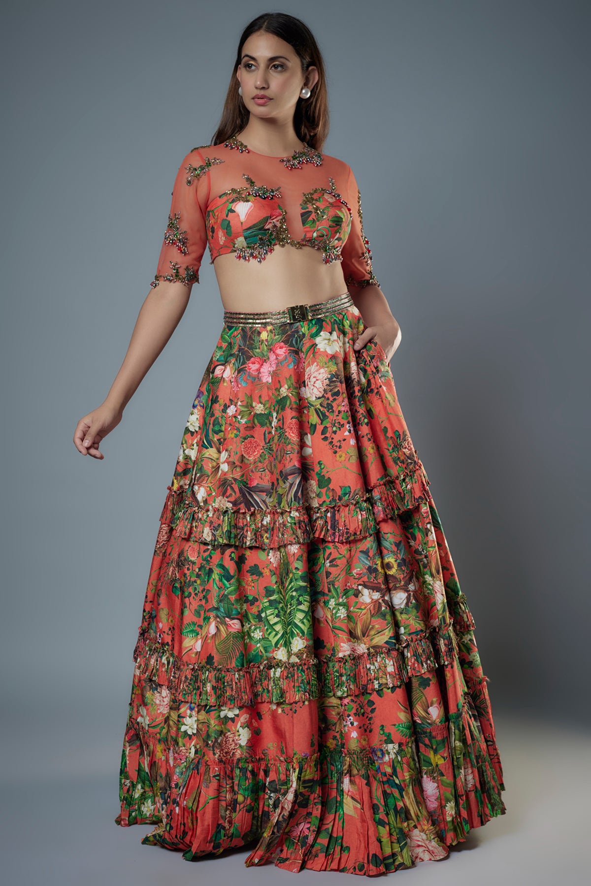 Layered Frill Lehenga Set