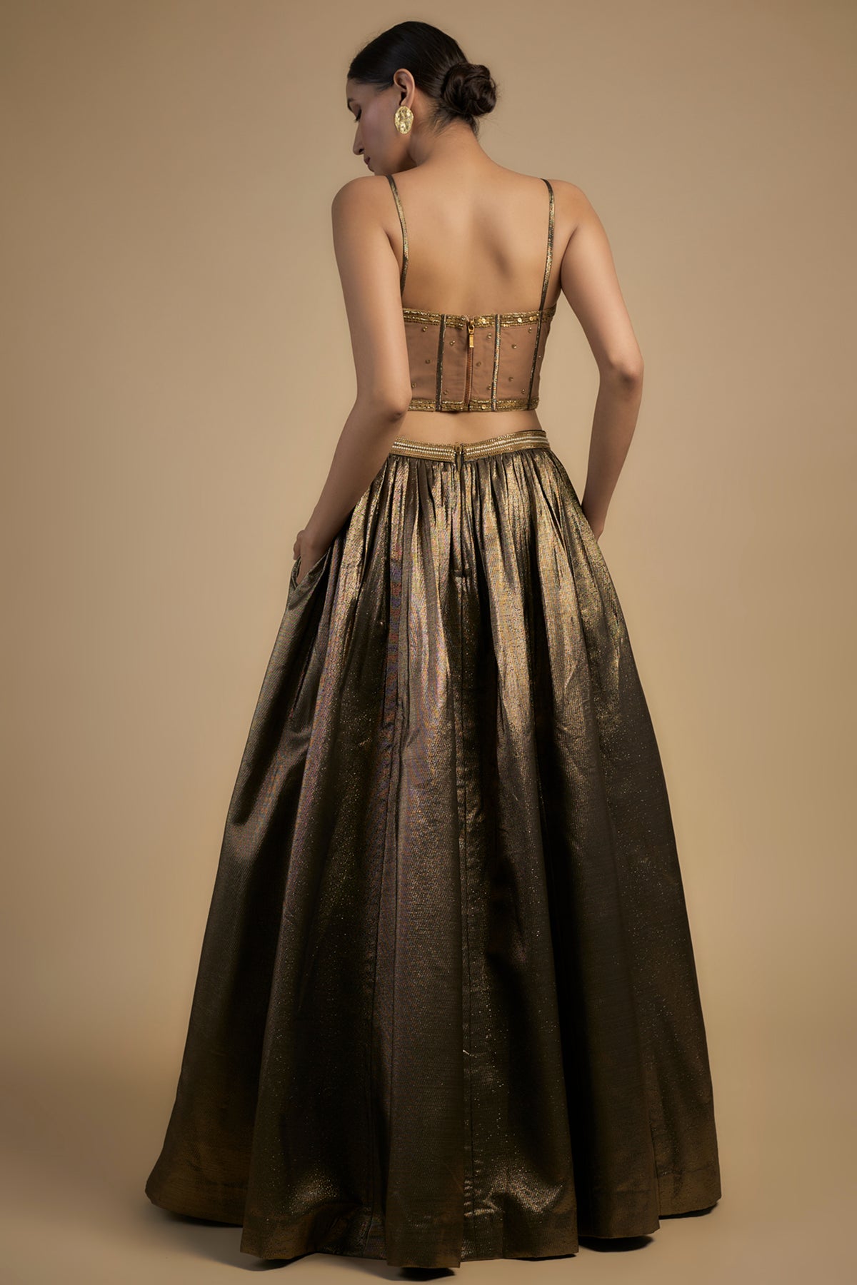 Gold Corset Blouse and Lehenga