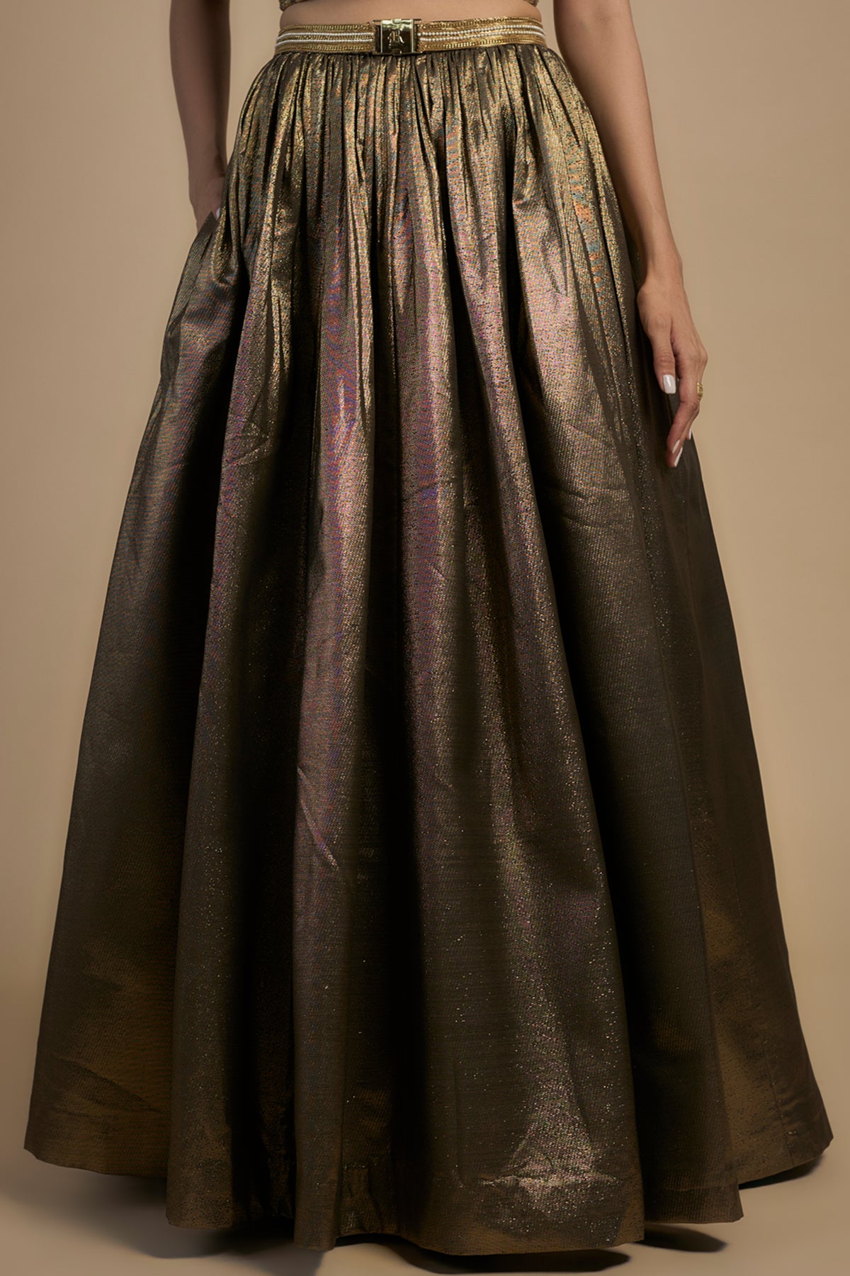 Gold Corset Blouse and Lehenga