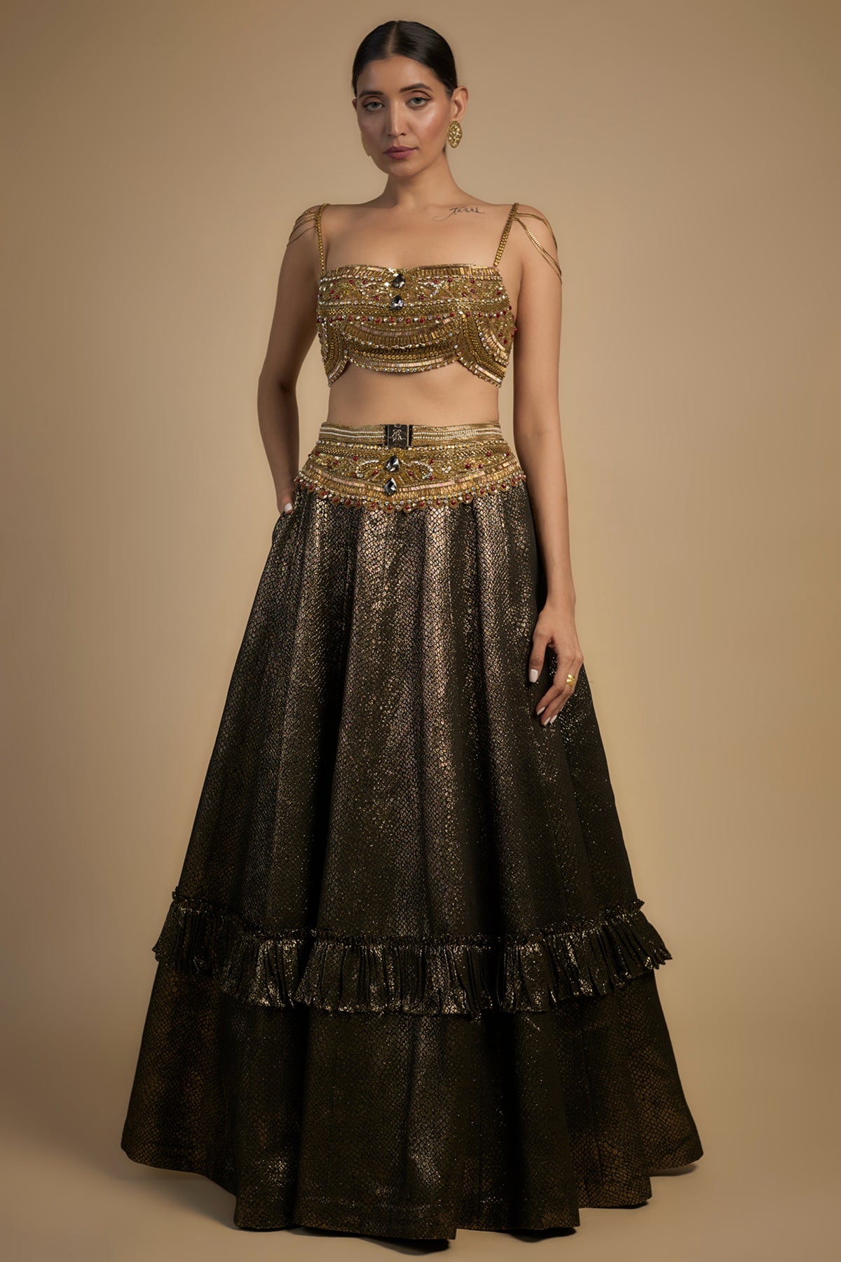 Gold Embroidered Lehenga Set