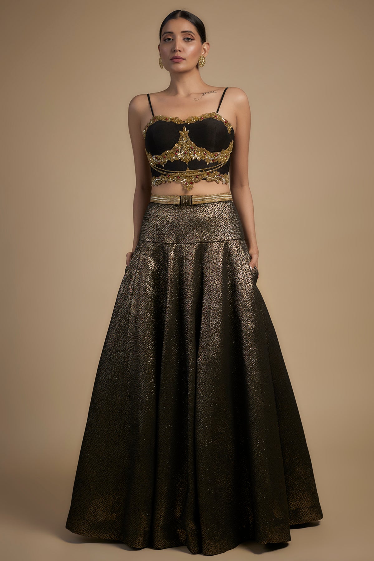 Embroidered Fit Blouse With Lehenga