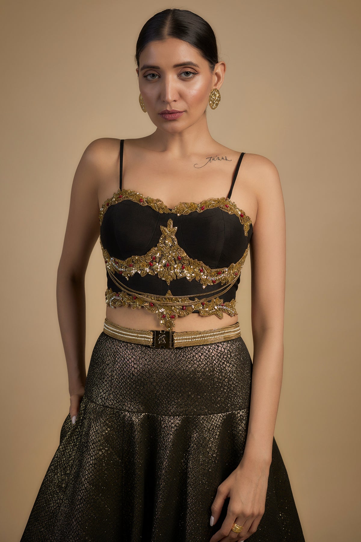 Embroidered Fit Blouse With Lehenga