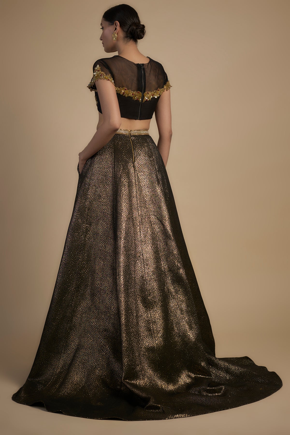 Embroidered Gold Lehenga Set