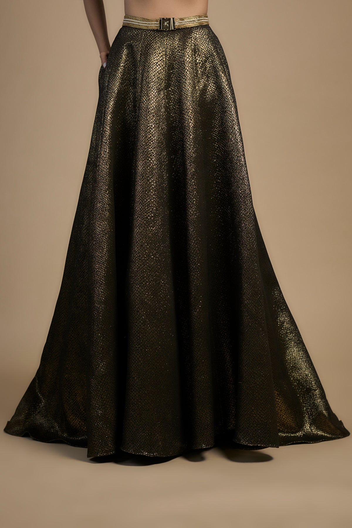 Embroidered Gold Lehenga Set