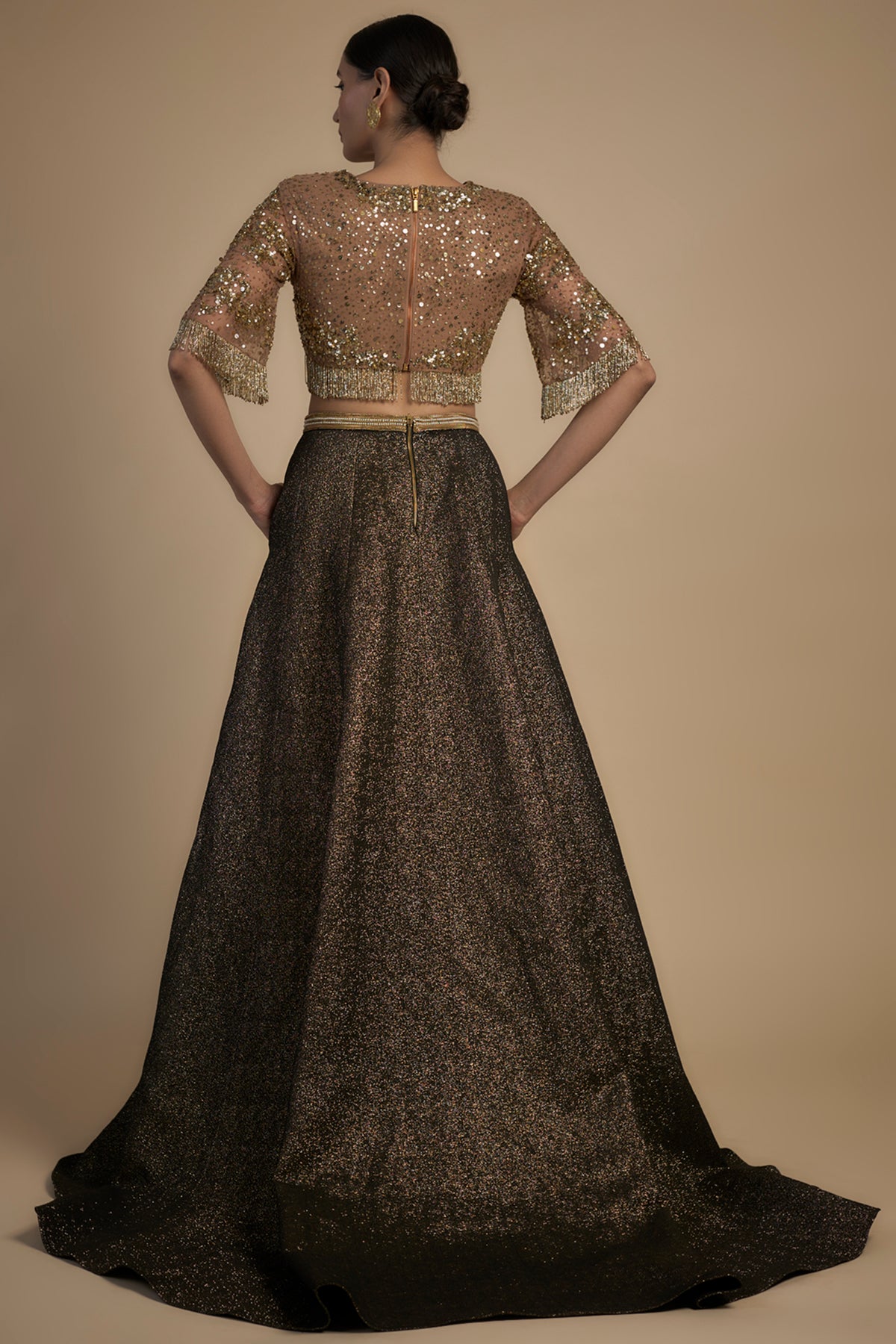 Gold and Black Lehenga Set
