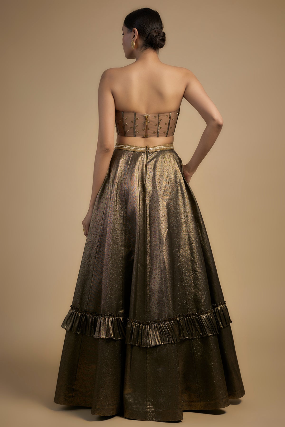 Gold Sequence Bustier Lehenga Set