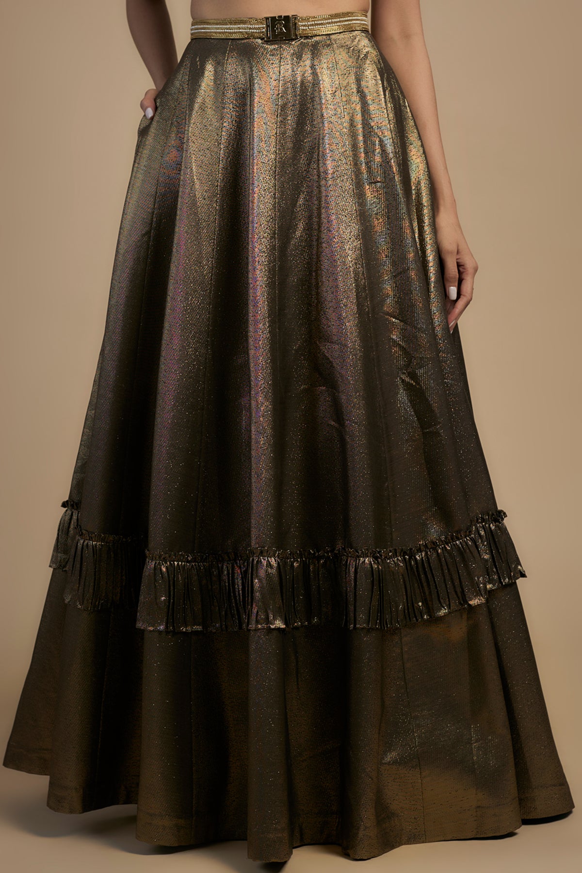 Gold Sequence Bustier Lehenga Set
