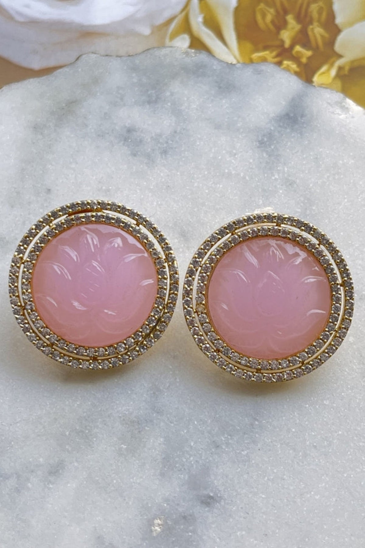 Lotus Earrings in Pink