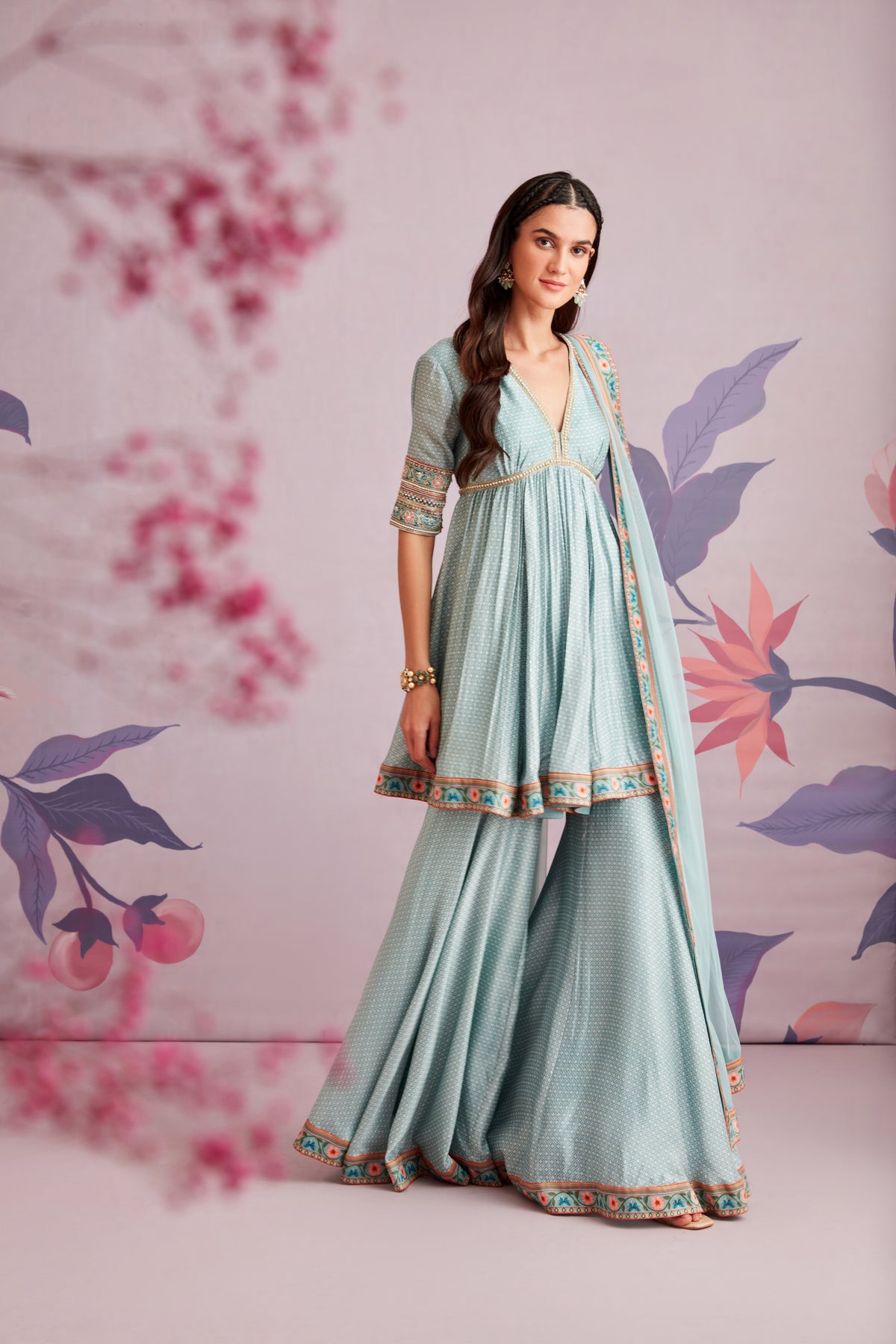 Ambrosia blue short anarakali set