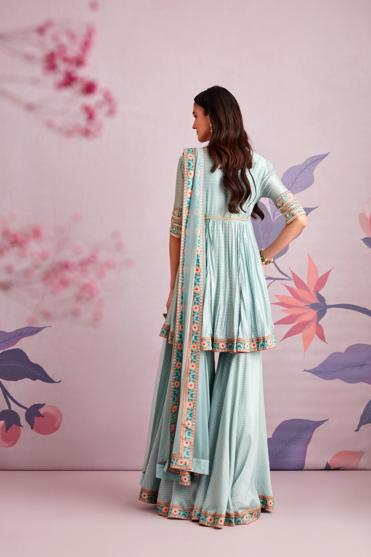Ambrosia blue short anarakali set