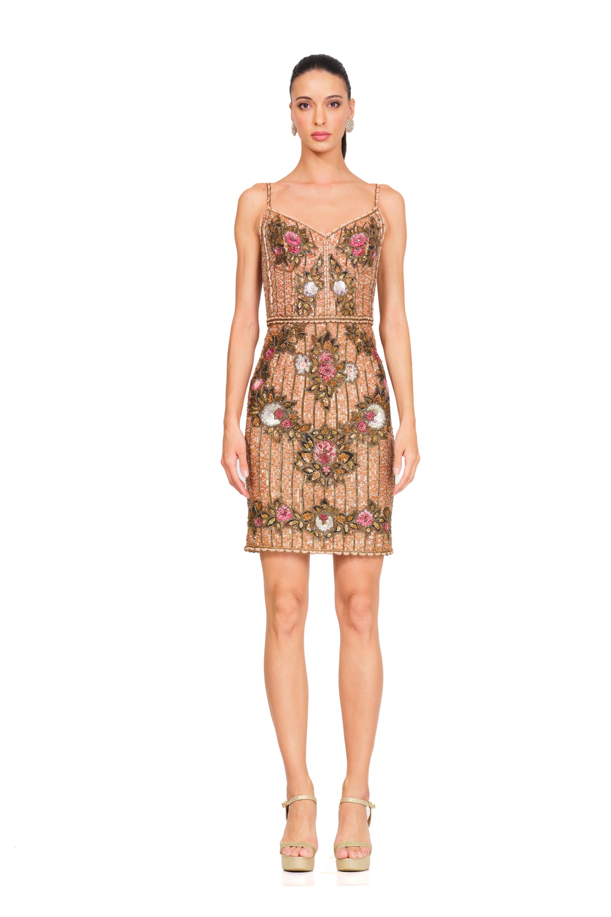 Hand Embroidered Floral Fitted Dress