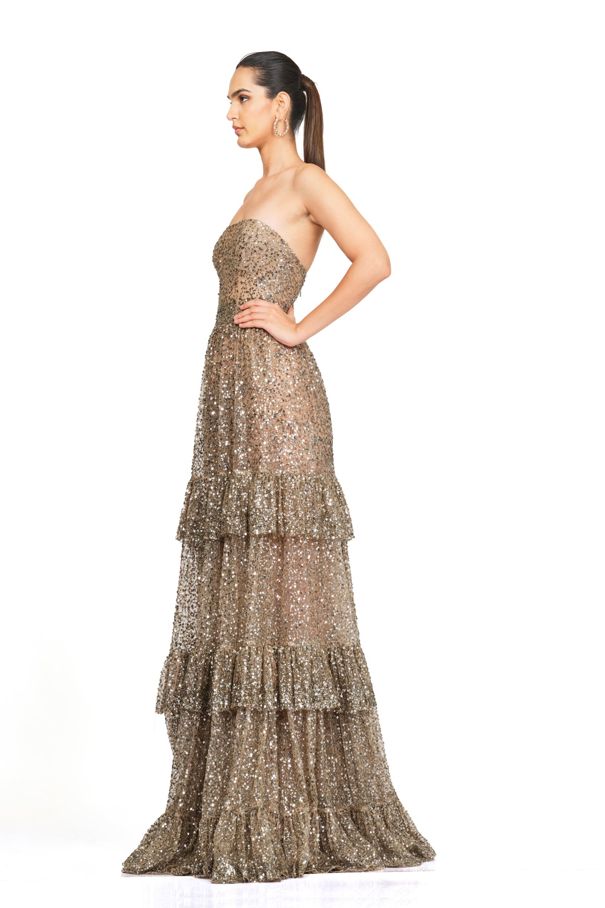 Sequin Embroidered Tube Gown