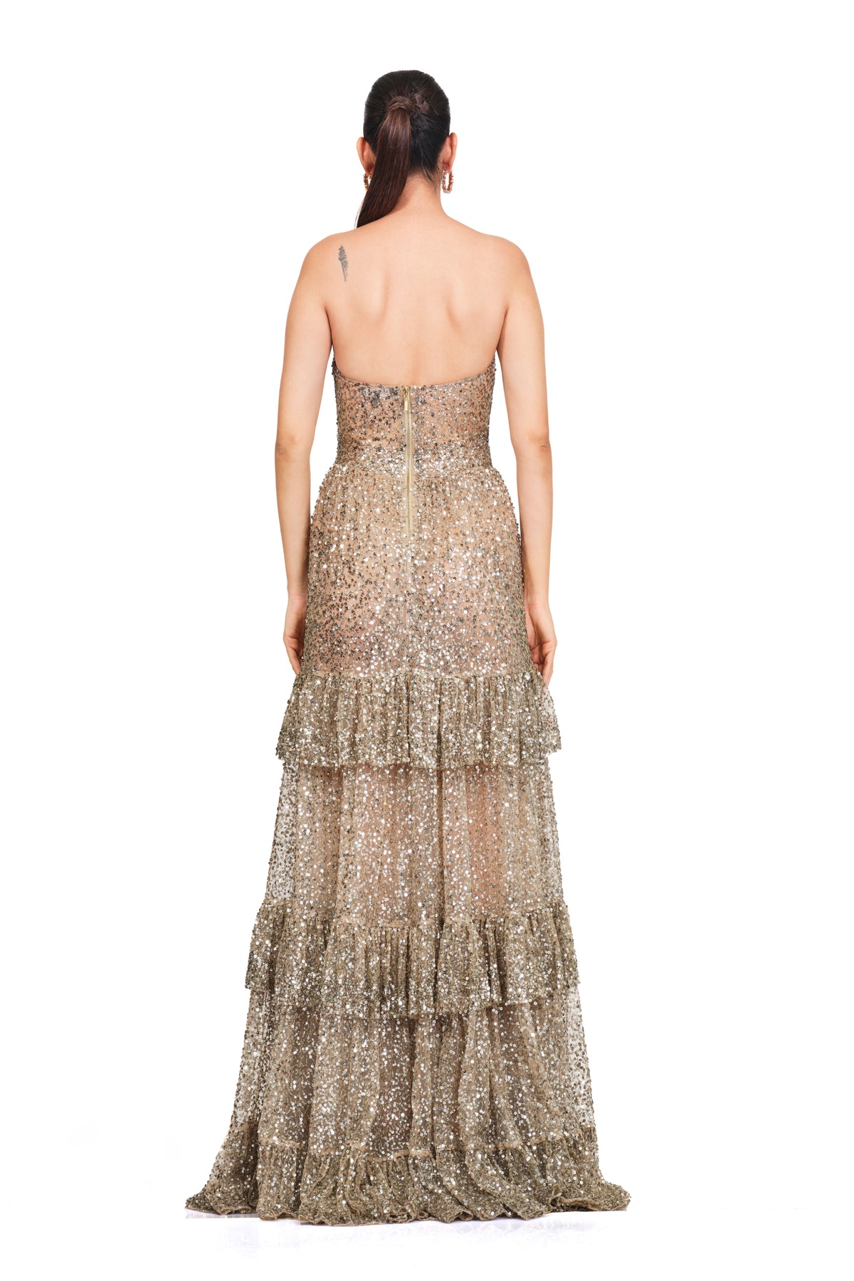 Sequin Embroidered Tube Gown