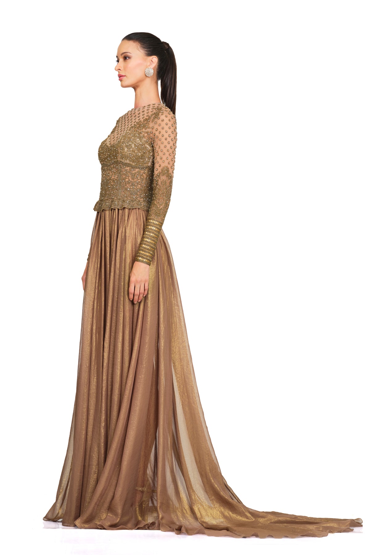 Antique Gold Embroidered Gown
