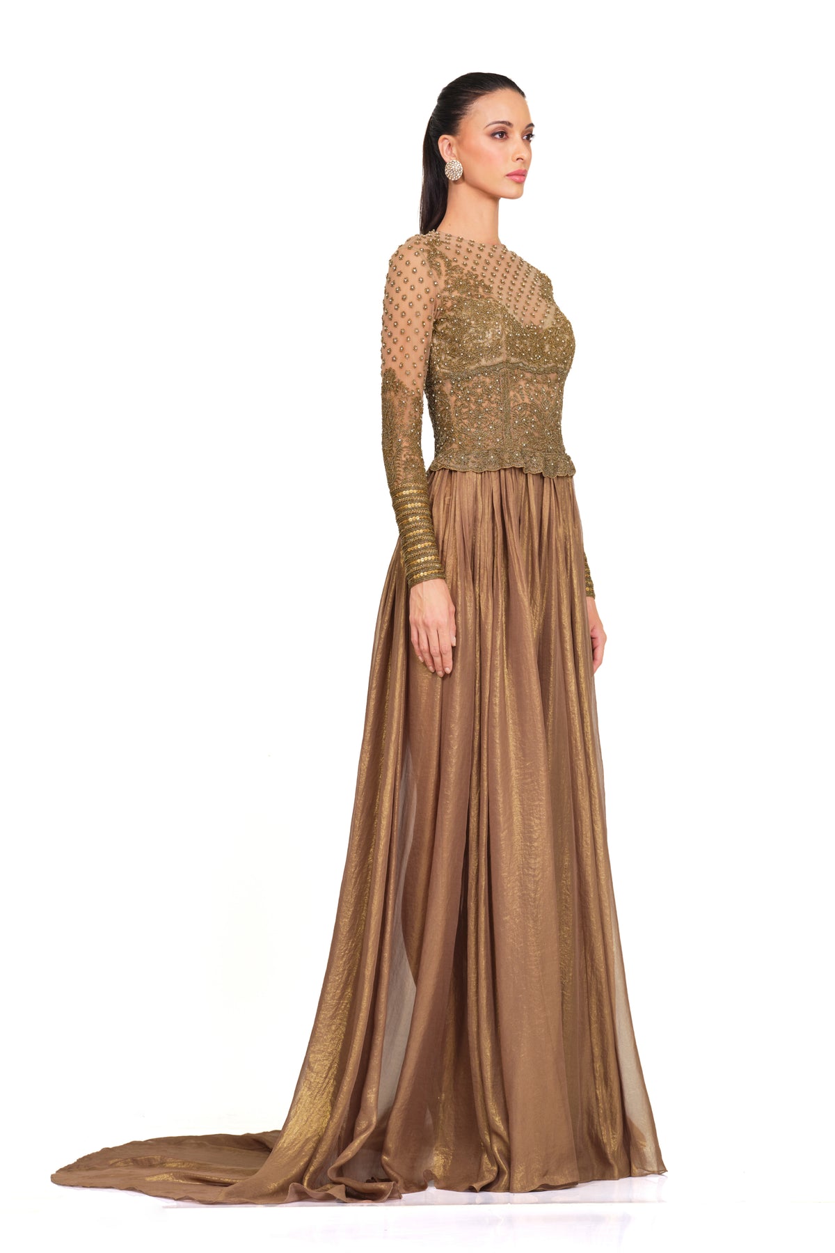 Antique Gold Embroidered Gown