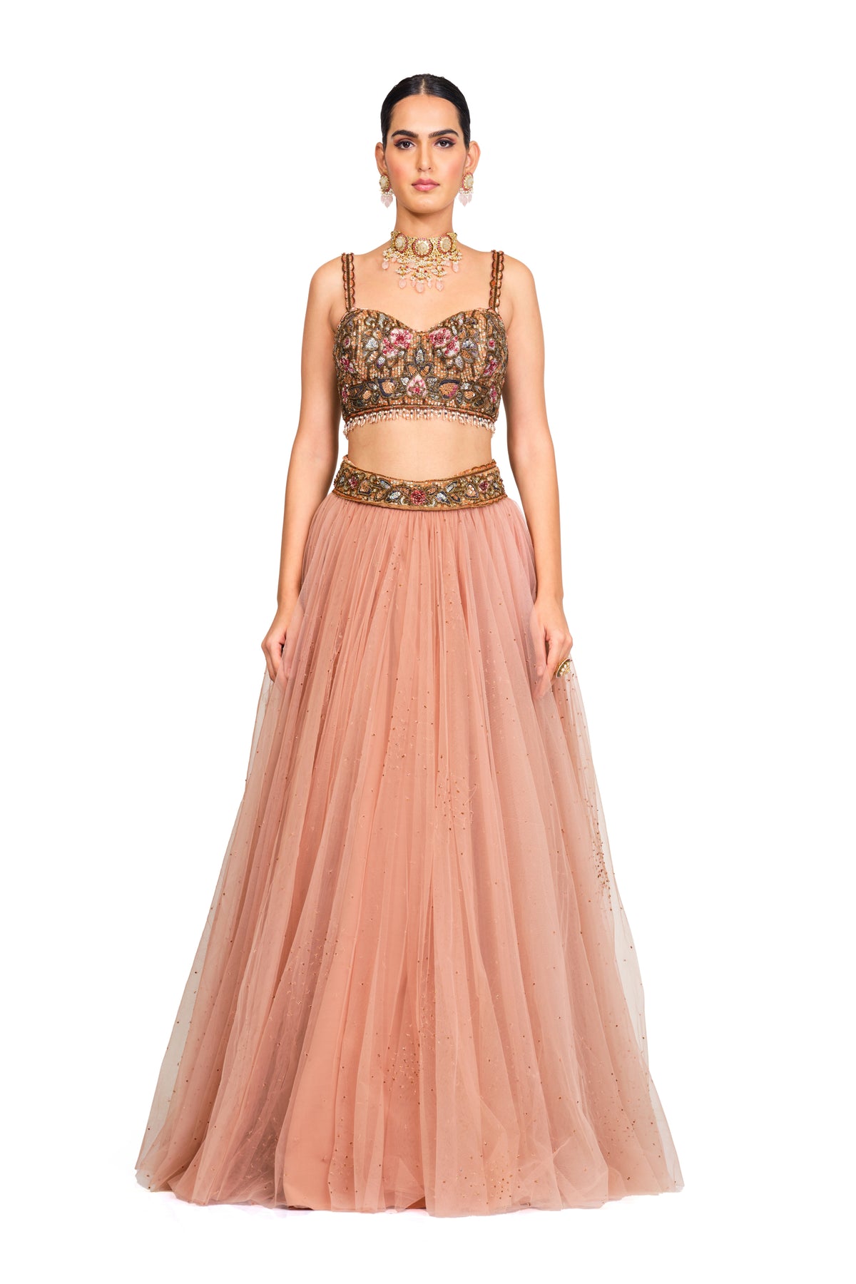 Rose Pink Lehenga With Embroidered Blouse
