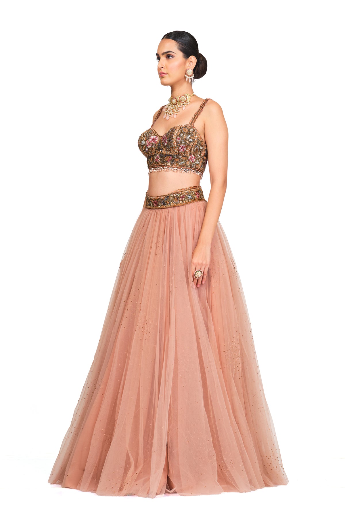 Rose Pink Lehenga With Embroidered Blouse