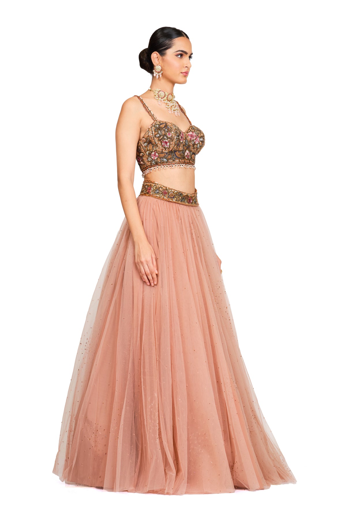 Rose Pink Lehenga With Embroidered Blouse