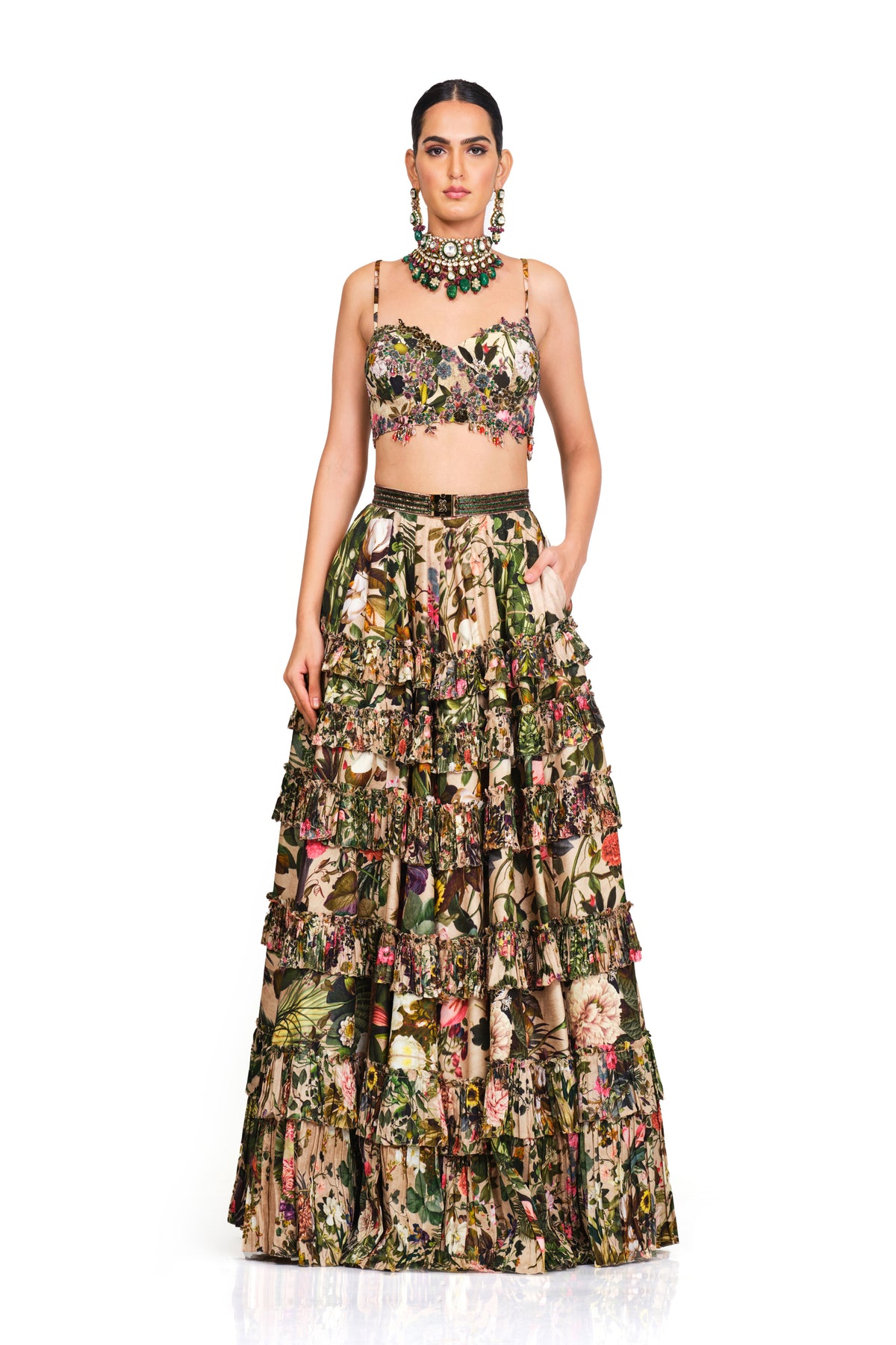Printed Lehenga With Embroidered Blouse