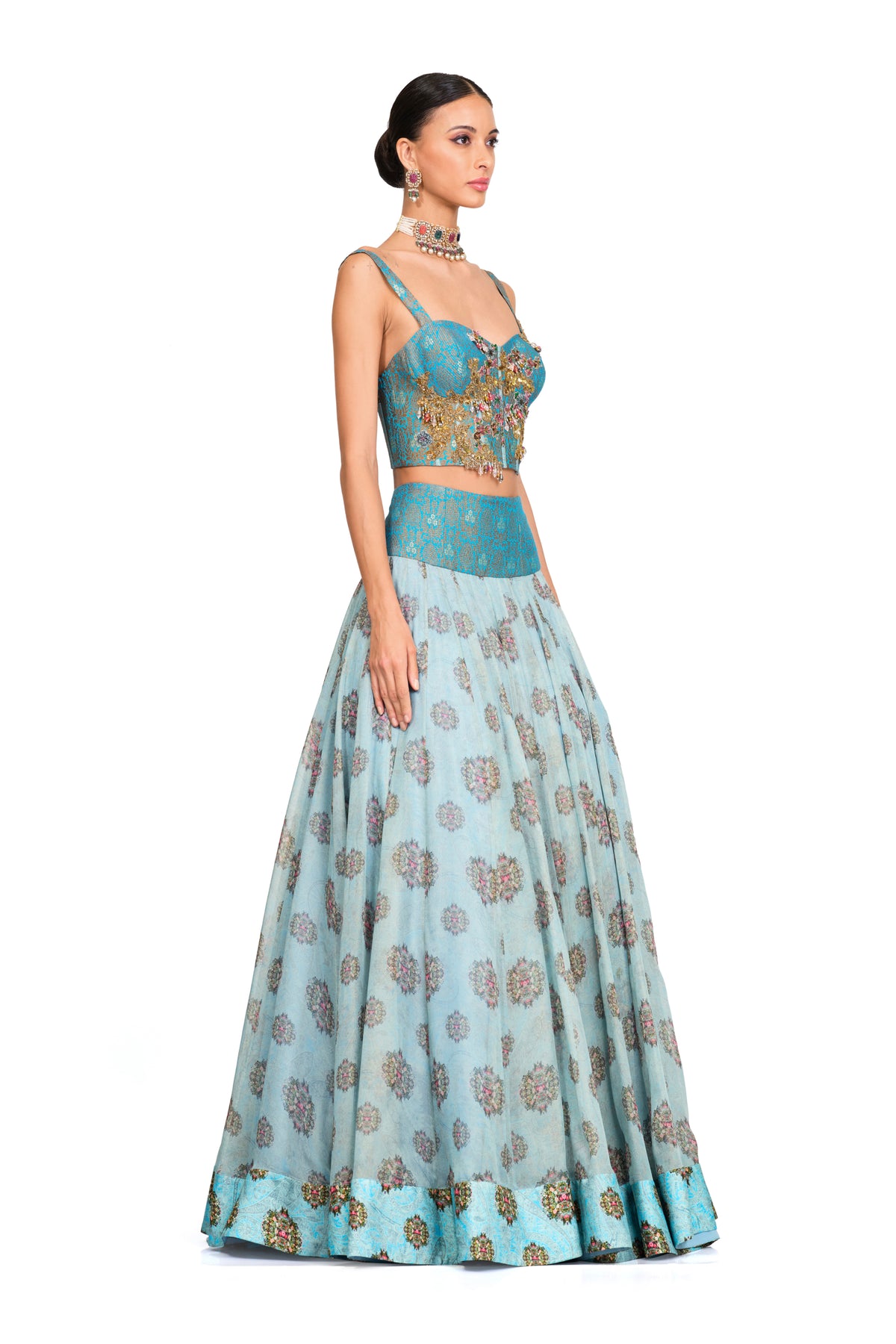 Organza Lehenga With Corset Blouse