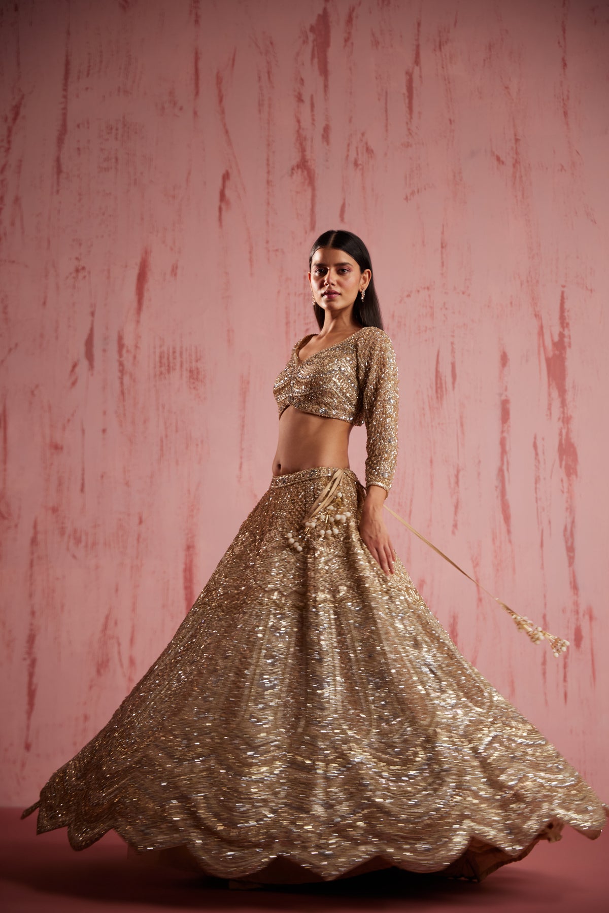 Zayan Gold Lehenga Set