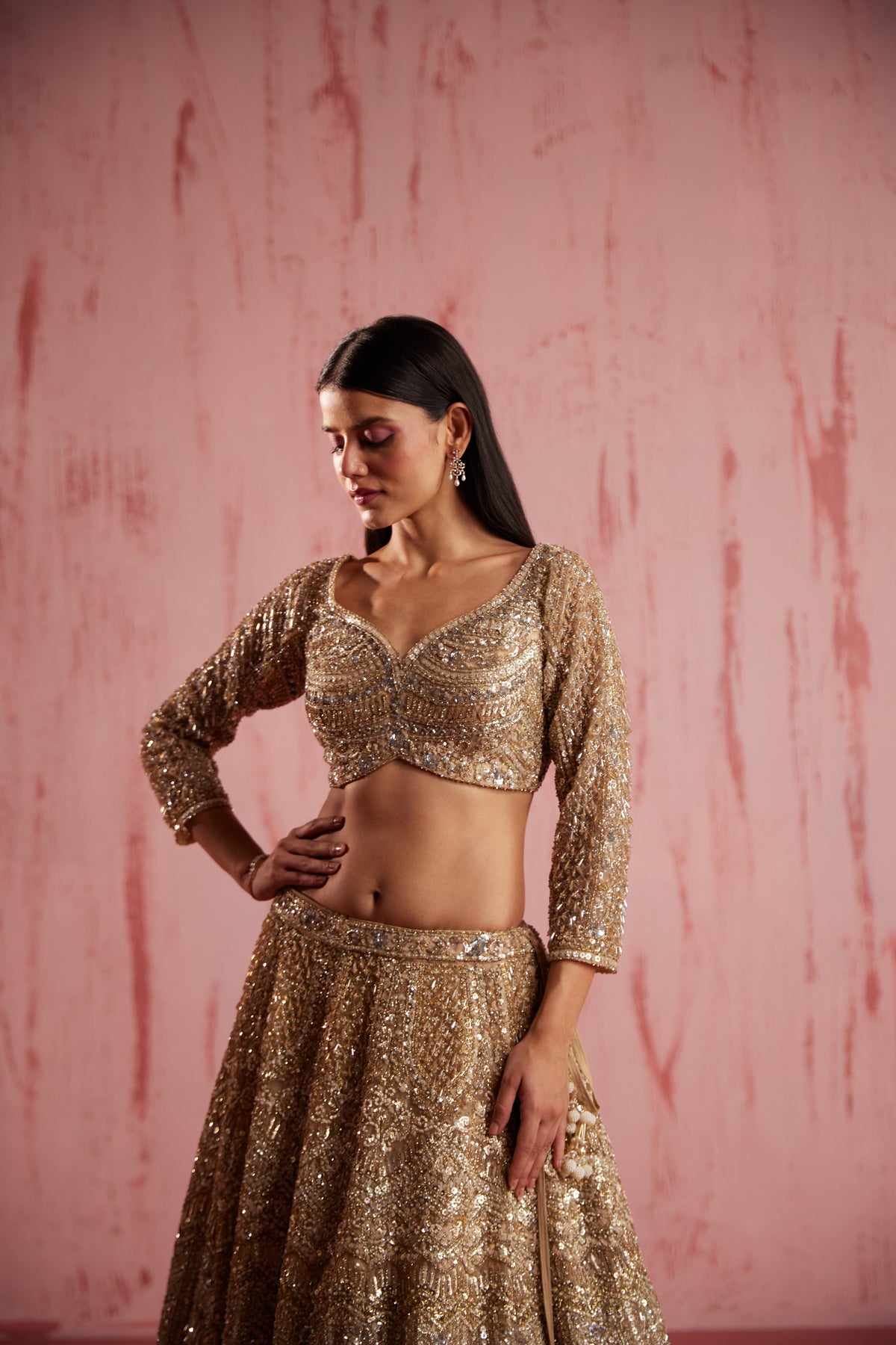 Zayan Gold Lehenga Set