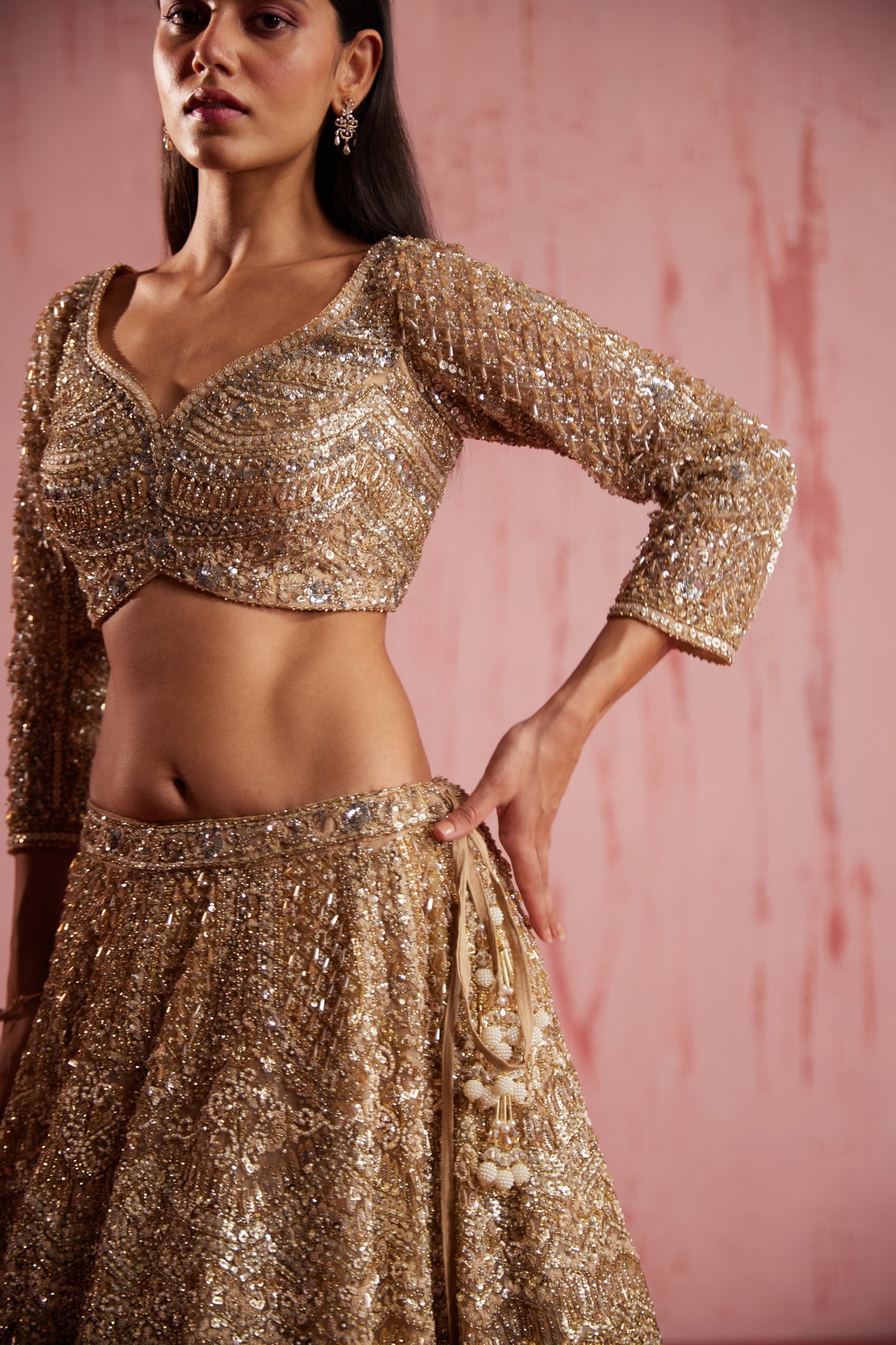 Zayan Gold Lehenga Set