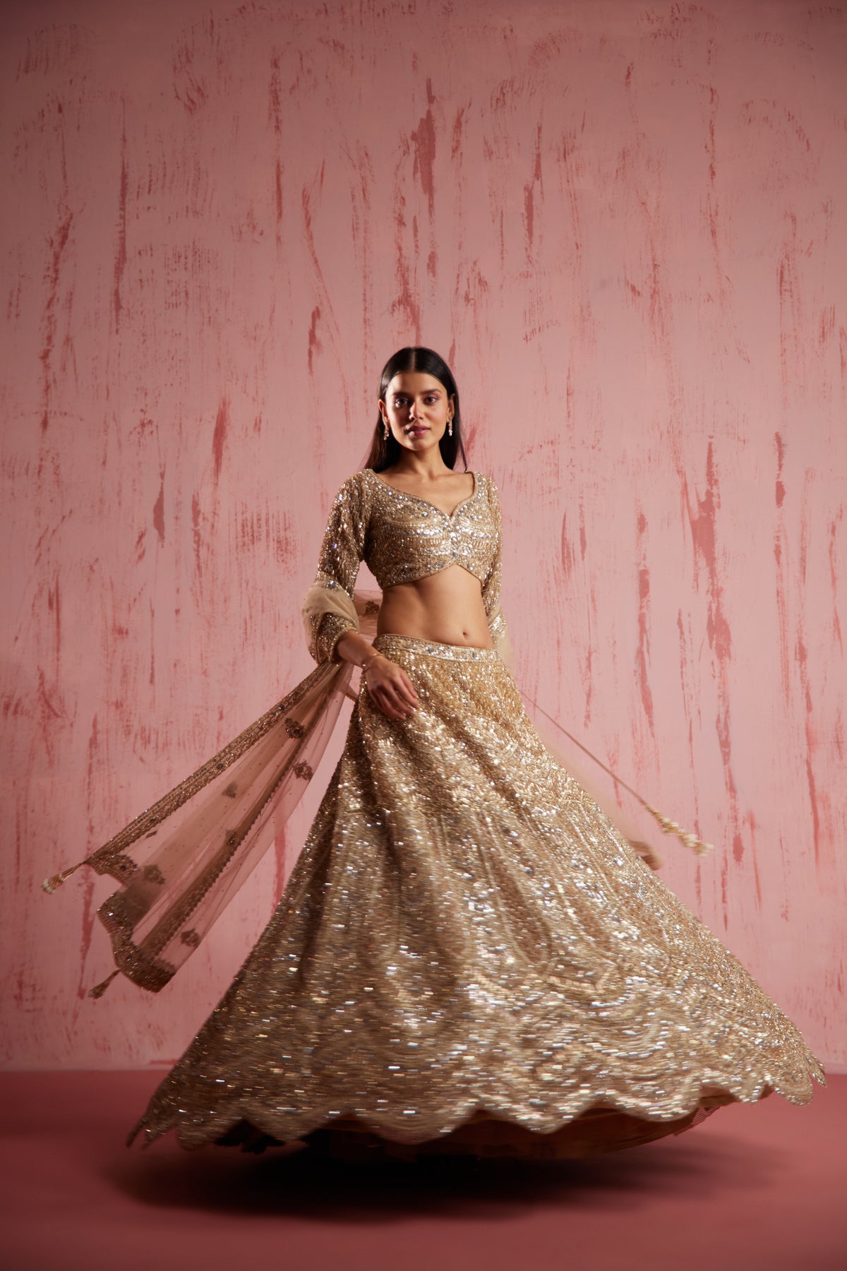 Zayan Gold Lehenga Set