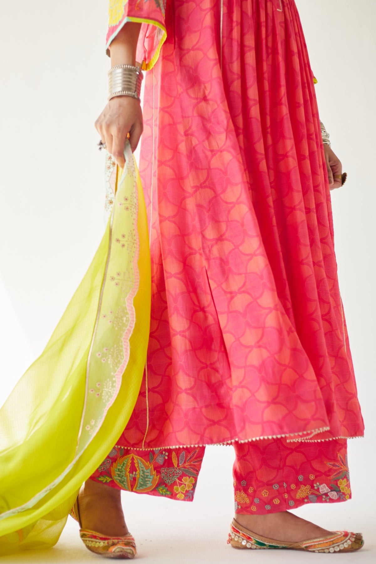 Magenta Front Puckering Kurta Set