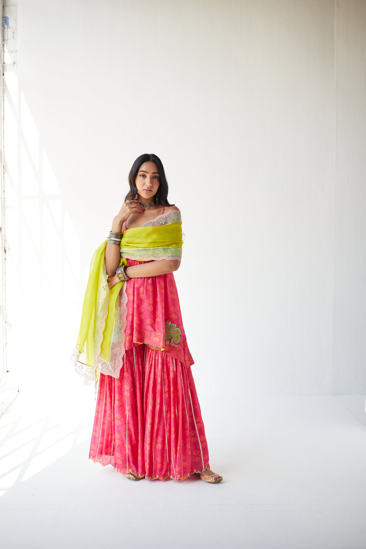 Front Puckering Kurta Gharara Set