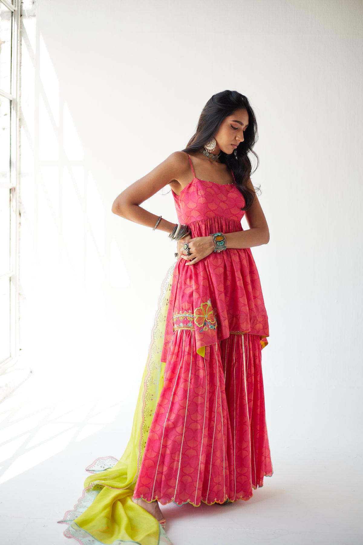 Front Puckering Kurta Gharara Set