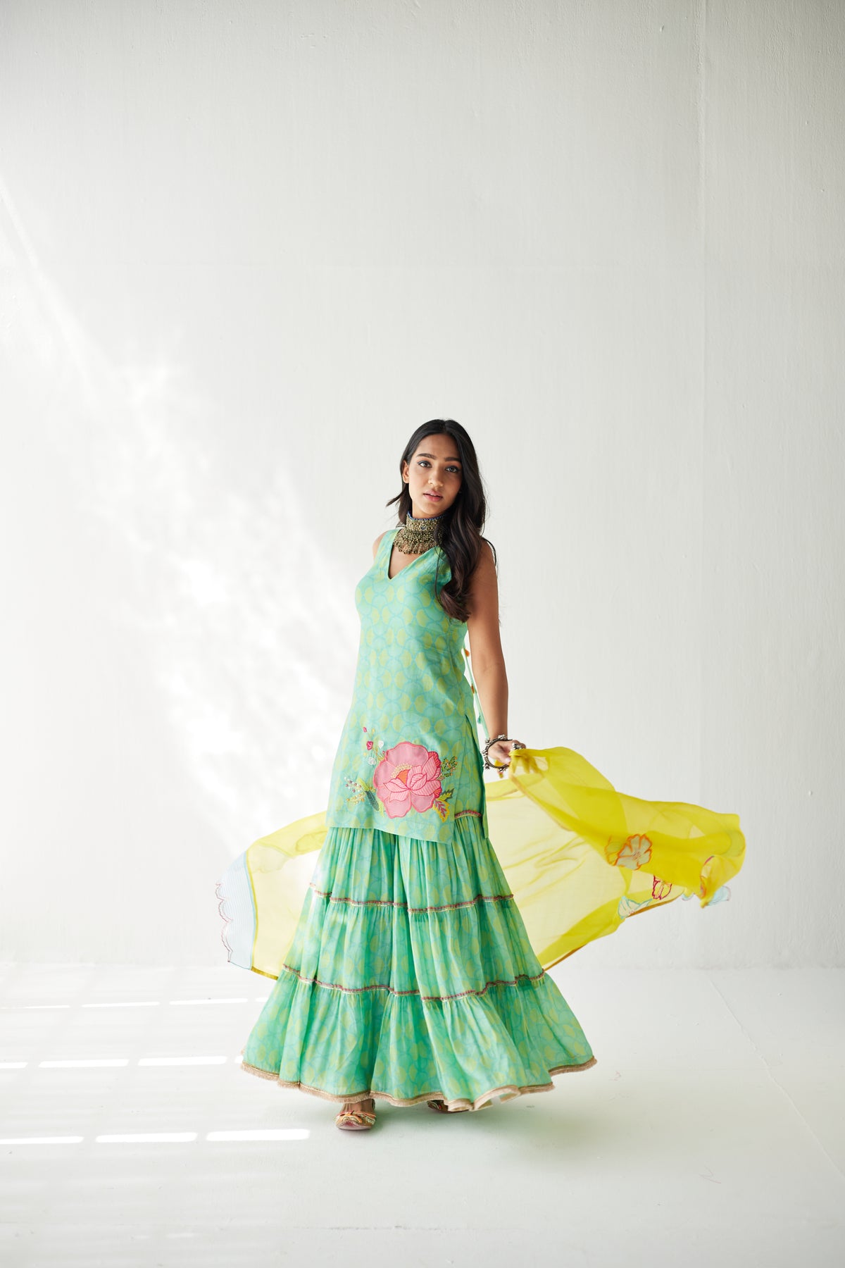 Sea Green Gharara Set